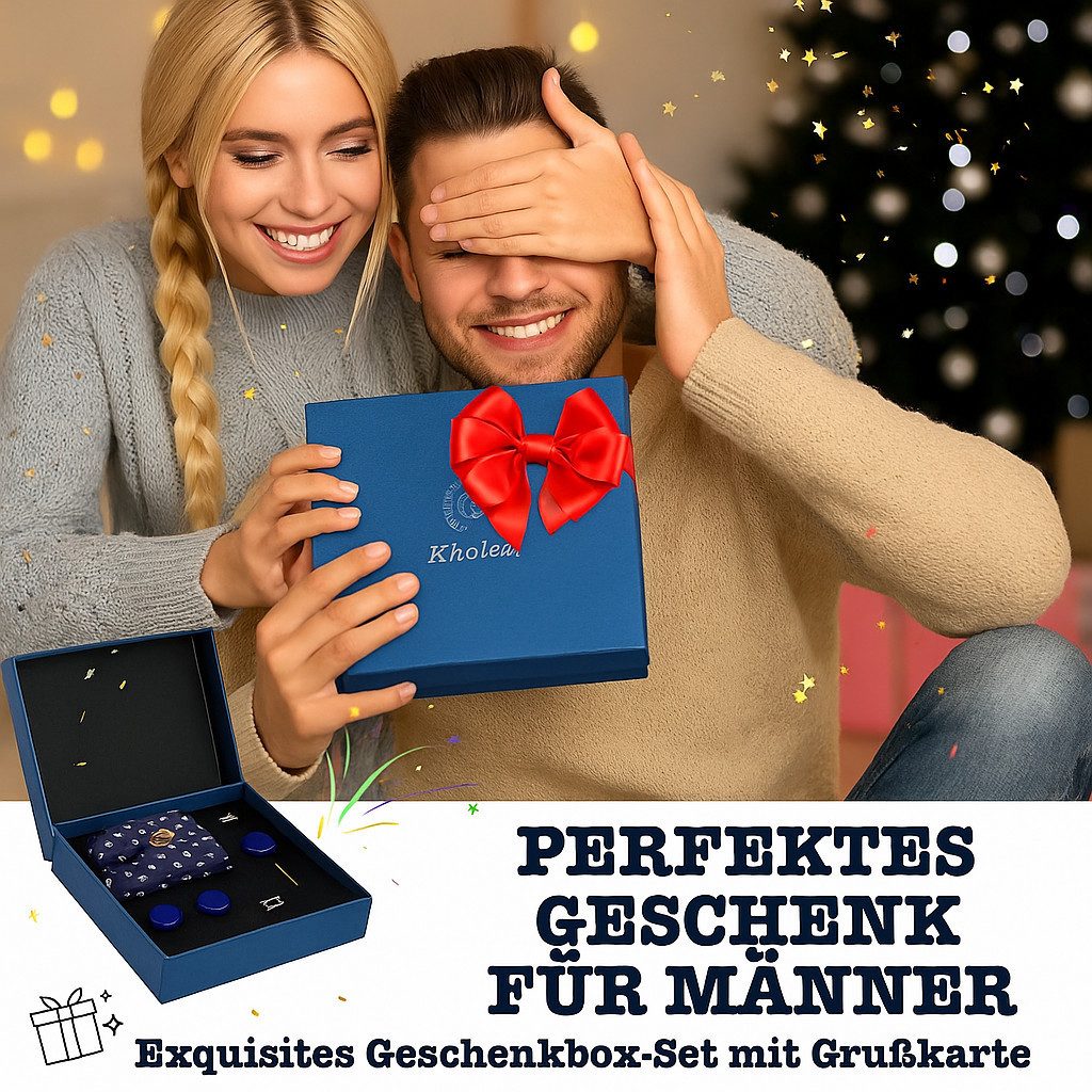 Diyarts Krawatte Hochzeitskrawatte (Fliegen Set mit, Einstecktuch, Manschettenköpfe, Krawattennadel, Boutonniere) Hochwertige Materialien, Vielseitigkeit & Ideales Geschenk