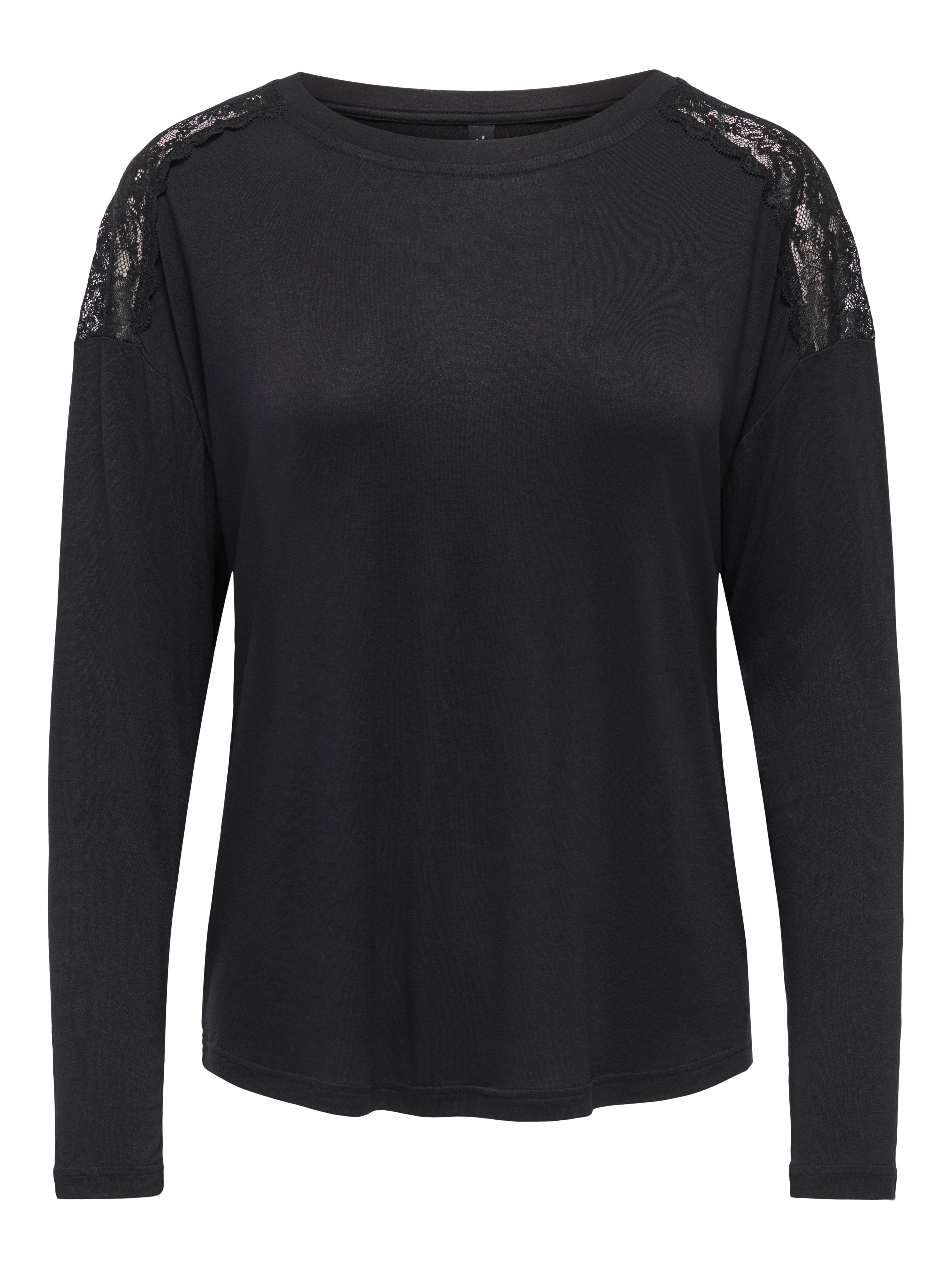 ONLY T-Shirt ONLLUNI L/S TOP WITH LACE DETAILS CS JRS Viskosemischung, regular fit