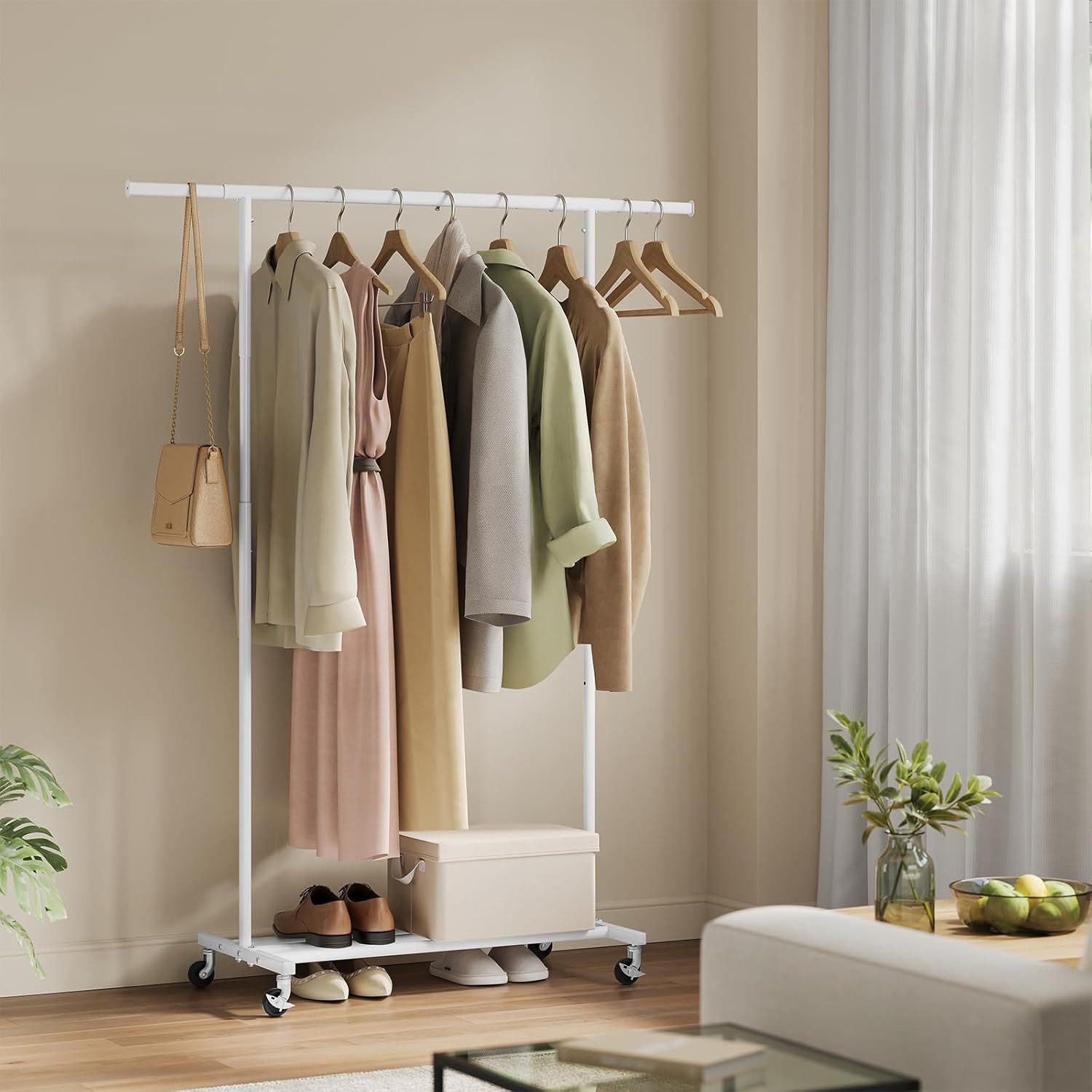 EUGAD Kleiderständer, (1 St), auf Rollen, Garderobenständer ausziehbare bis günstig online kaufen