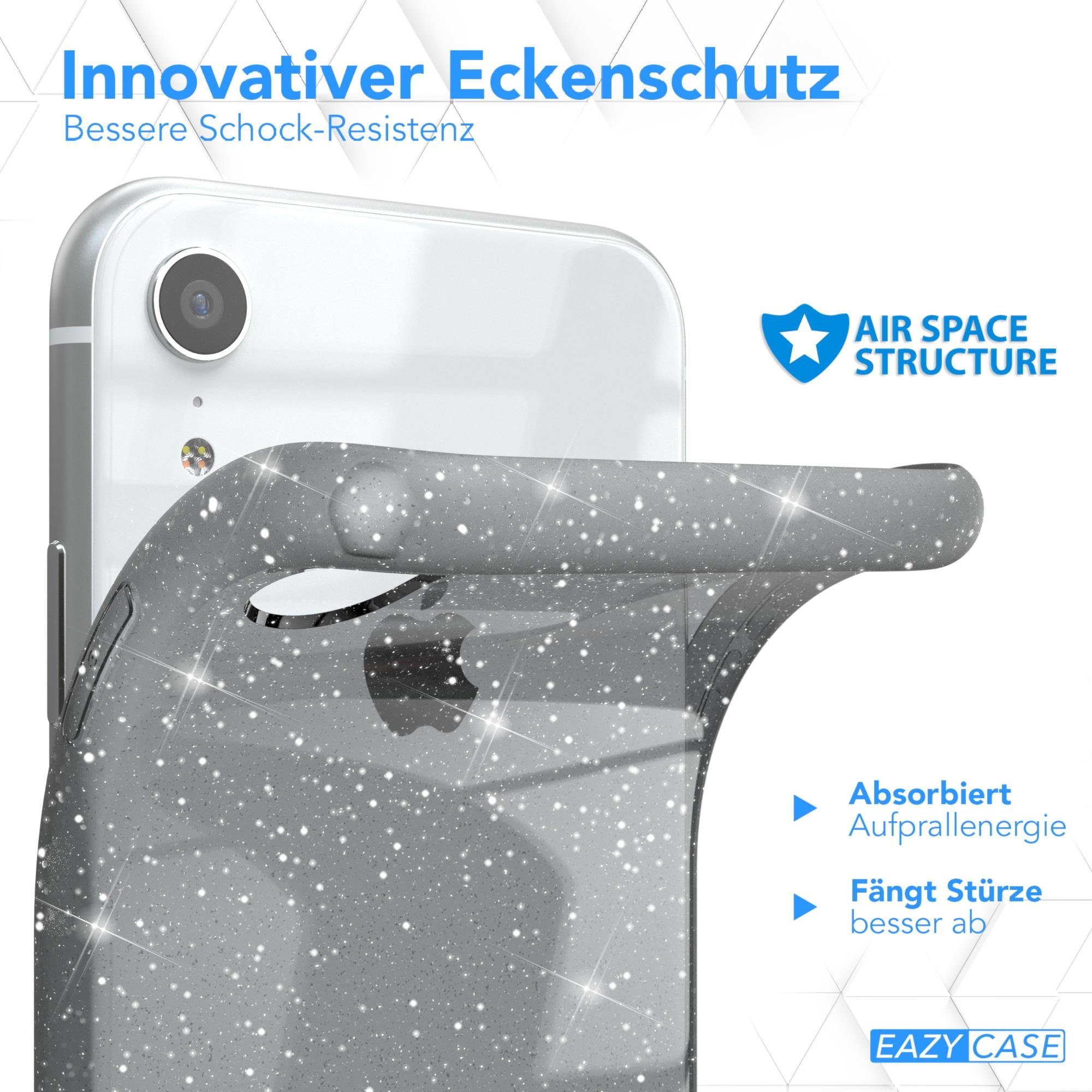 EAZY CASE Handyhülle Glitter Case für Apple iPhone XR 6,1 Zoll, Glitzerhülle Transparent Bumper Case Handycase Glossy Grau Anthrazit