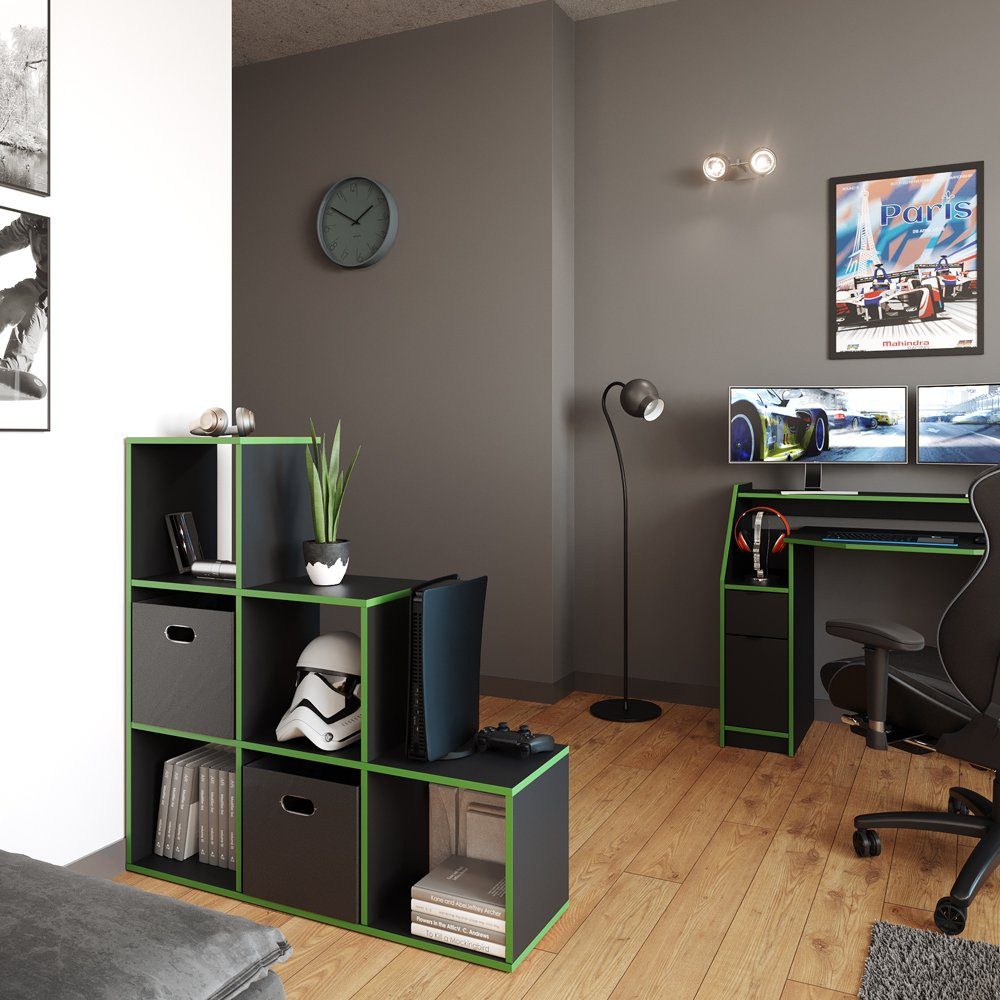 Vicco Raumteiler, Schwarz/Grün/Grün, 107.2 x 107.8 cm günstig online kaufen