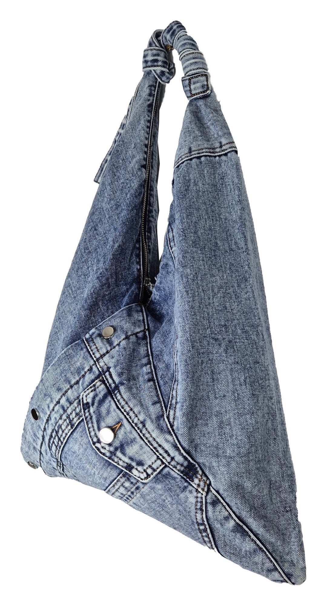 Einkaufszauber Beuteltasche Beuteltasche Echte Jeans - Sporttasche, aus echtem Jeansstoff genäht - Denim – Bild 2 von 5