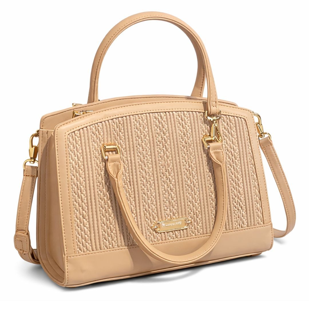 ZUKUNFTSENKEL Handtasche Echtleder Tasche Damen Elegant (Hochwertige Leder Umhängetasche für Business & Alltag), Strukturierte Damen Schultertasche mit Gold-Details