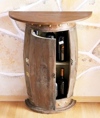 DanDiBo Weinregal Wandtisch Tisch Weinfass 0373-R Braun Schrank Weinregal Fass 73 cm Beistelltisch