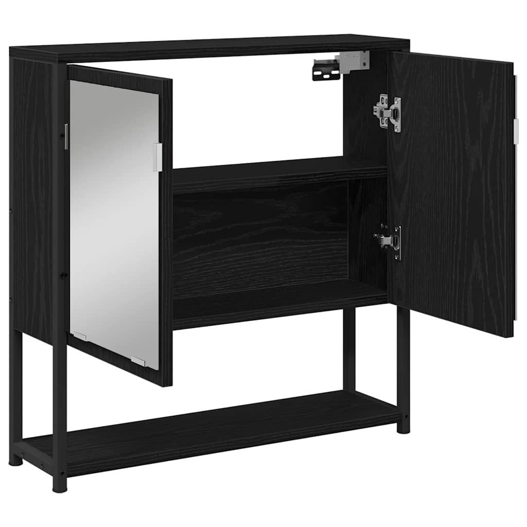 vidaXL Badezimmerspiegelschrank Spiegelschrank Schwarz Eichen-Optik 60 x 16 x 60 cm (1-St) – Bild 5 von 5