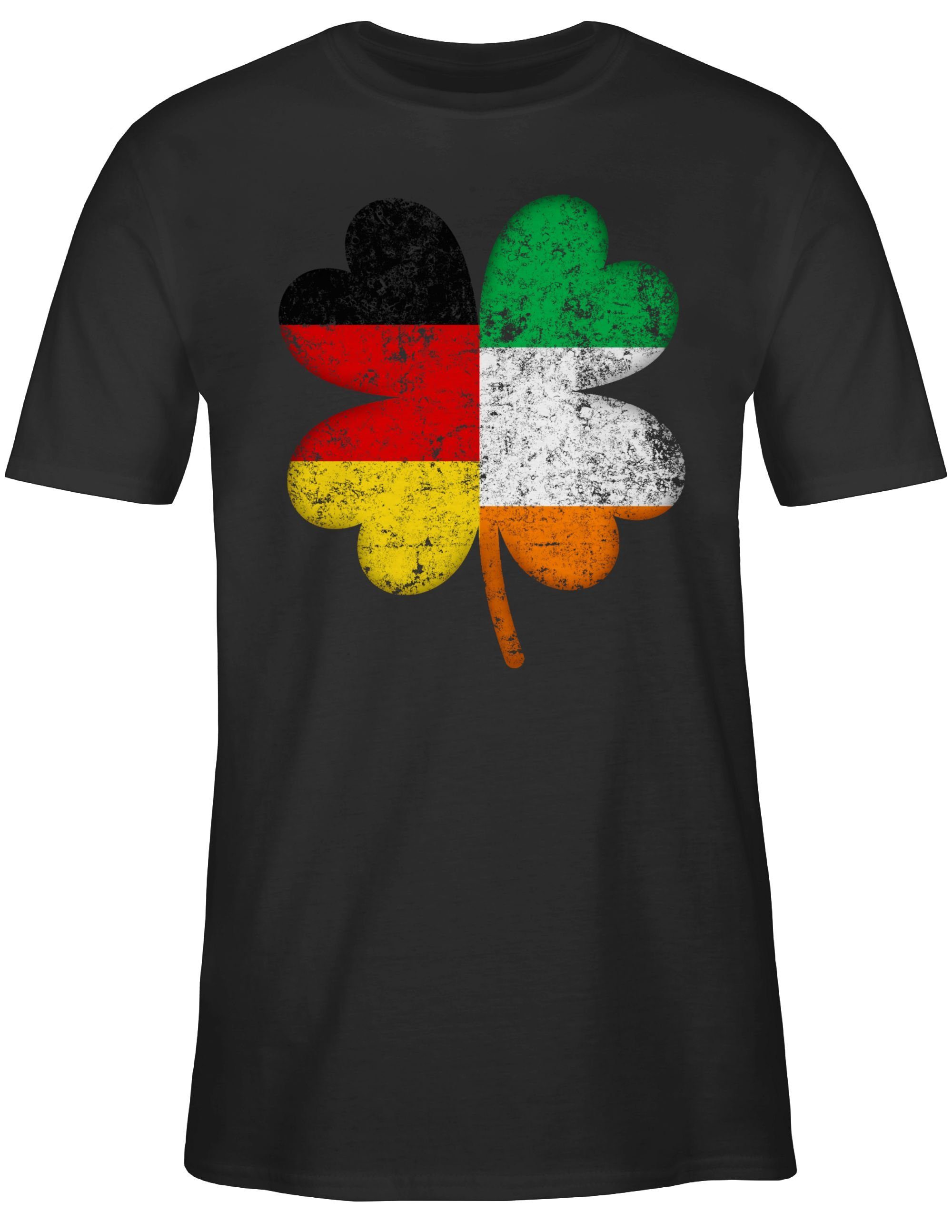 Shirtracer T-Shirt Deutschland Irland 1 Schwarz St. Patricks Kleeblatt Day