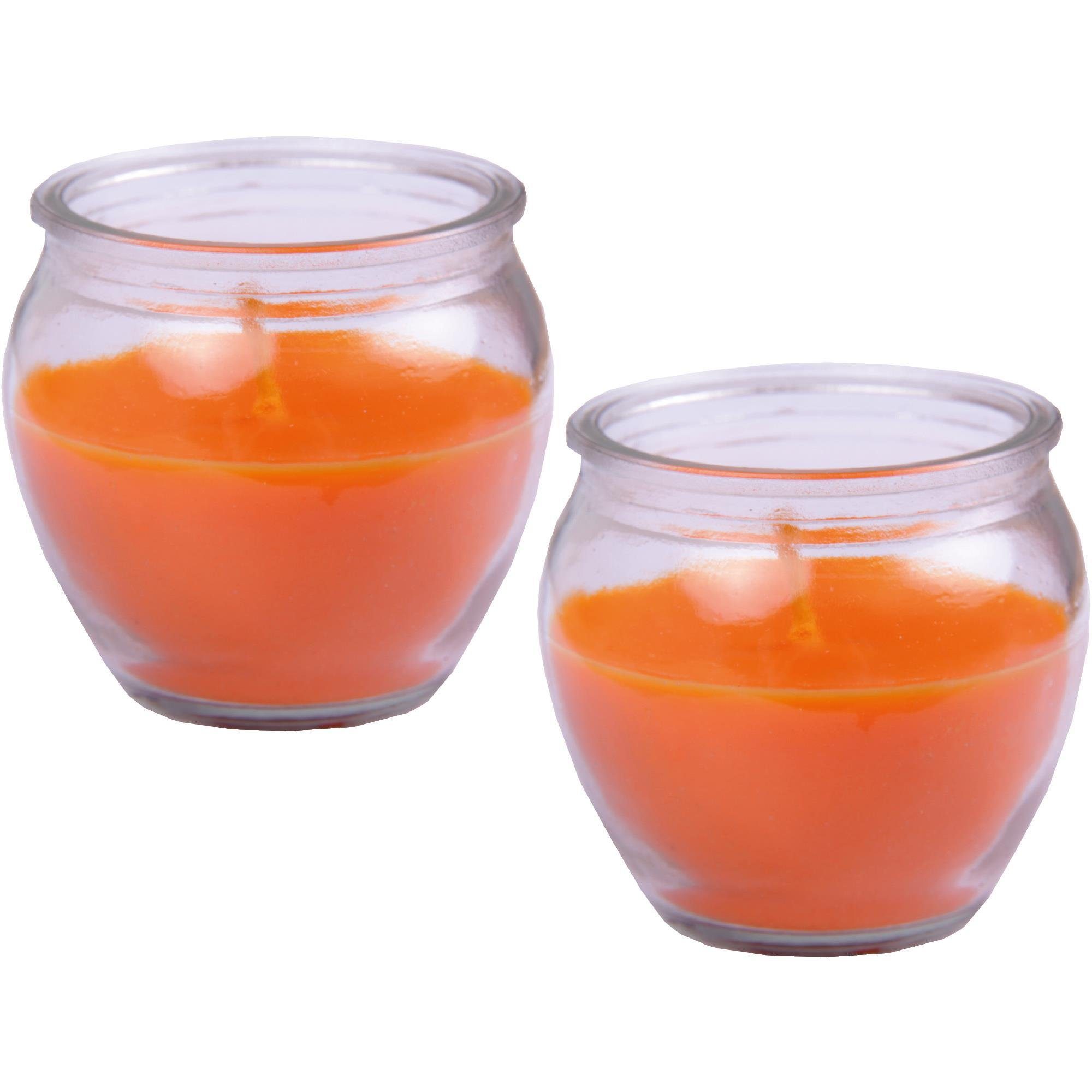 HS Candle Duftkerze im Glas Set (2-tlg), Mango Sorbet, Duftnote fruchtig, Ø6x6cm, 18h Brenndauer – Bild 3 von 5
