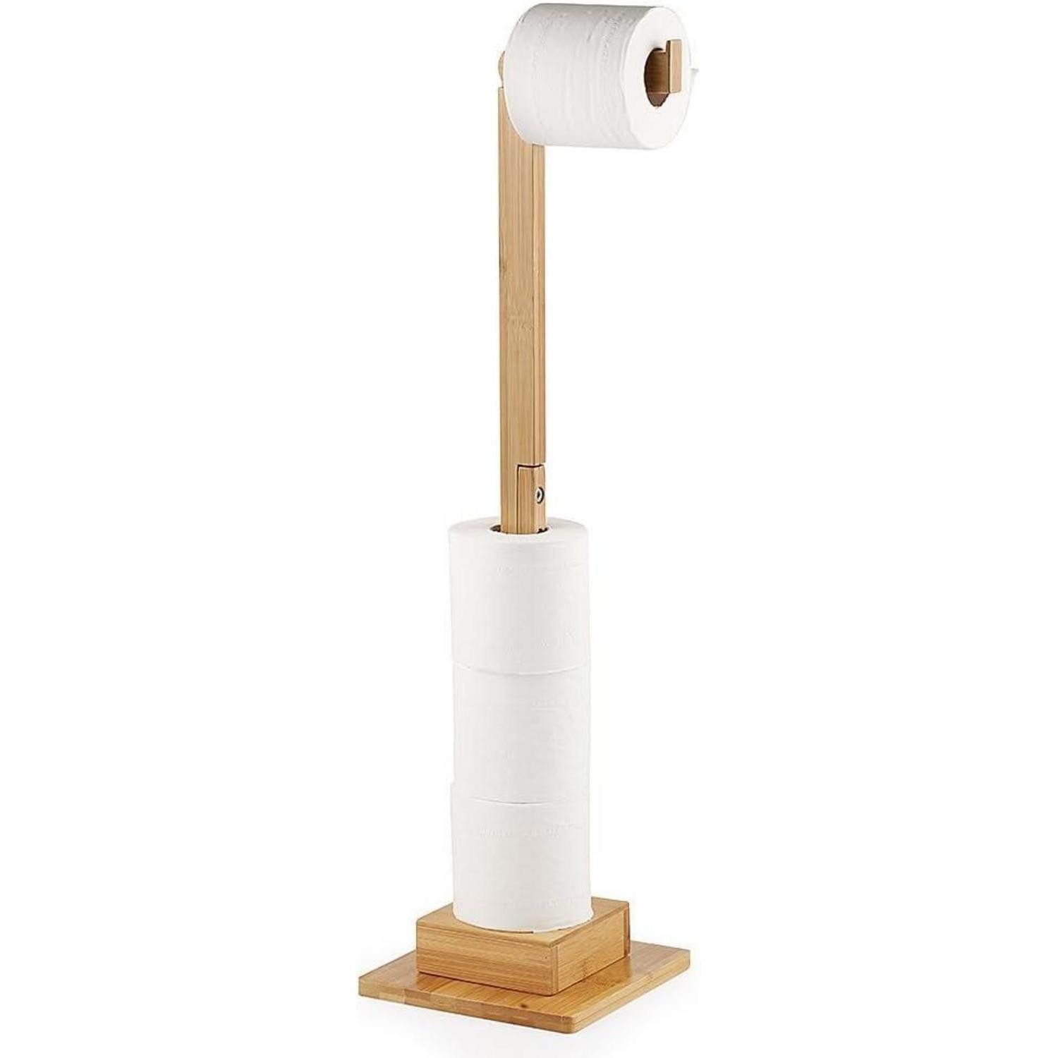 LuxusKollektion Toiletten-Ersatzrollenhalter Bambus Toilettenpapierhalter ohne Bohren 72cm Stand Organizer (1-St)