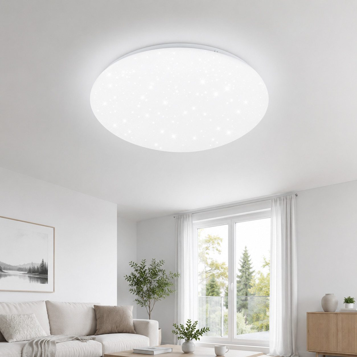 ZMH LED Deckenleuchte Moderne 28/30cm Wohnzimmer Schlafzimmer Flur lampe CCT, 6000K, LED fest integriert, Kaltweiß, 18W, 1600lm, 6000K,Sternenhimmel-Optik, Kaltweiß