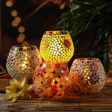 MARELIDA Windlicht Windlicht Mosaik Glas Kerzenhalter Teelichthalter Teelichtglas H: 11cm (1 St)