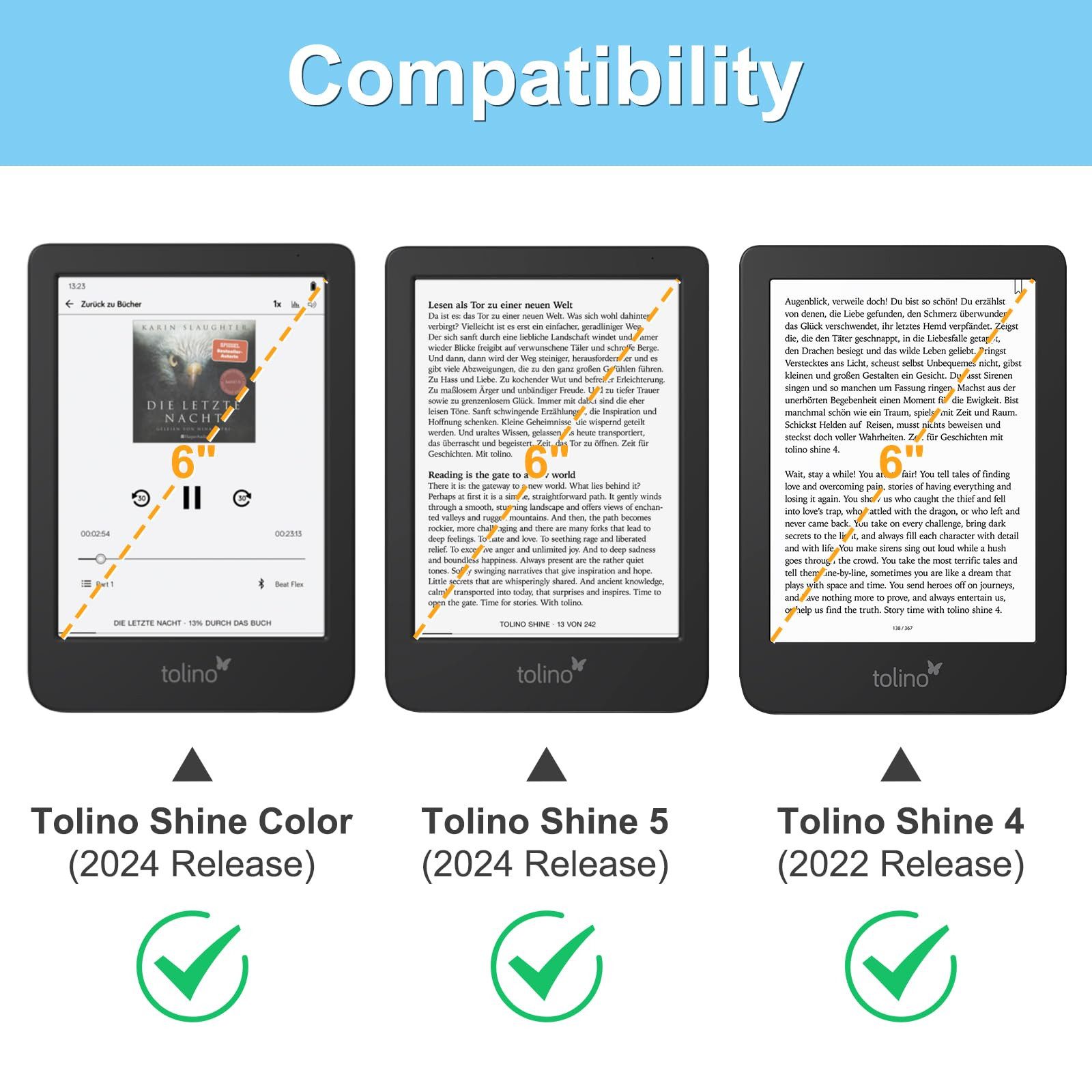 Fintie E-Reader-Hülle für Tolino Shine Color/5 (2024) & Kobo Clara Colour / BW (2024), Kickstand Hülle mit Kartenfach Handschlaufe und Auto Sleep/Wake