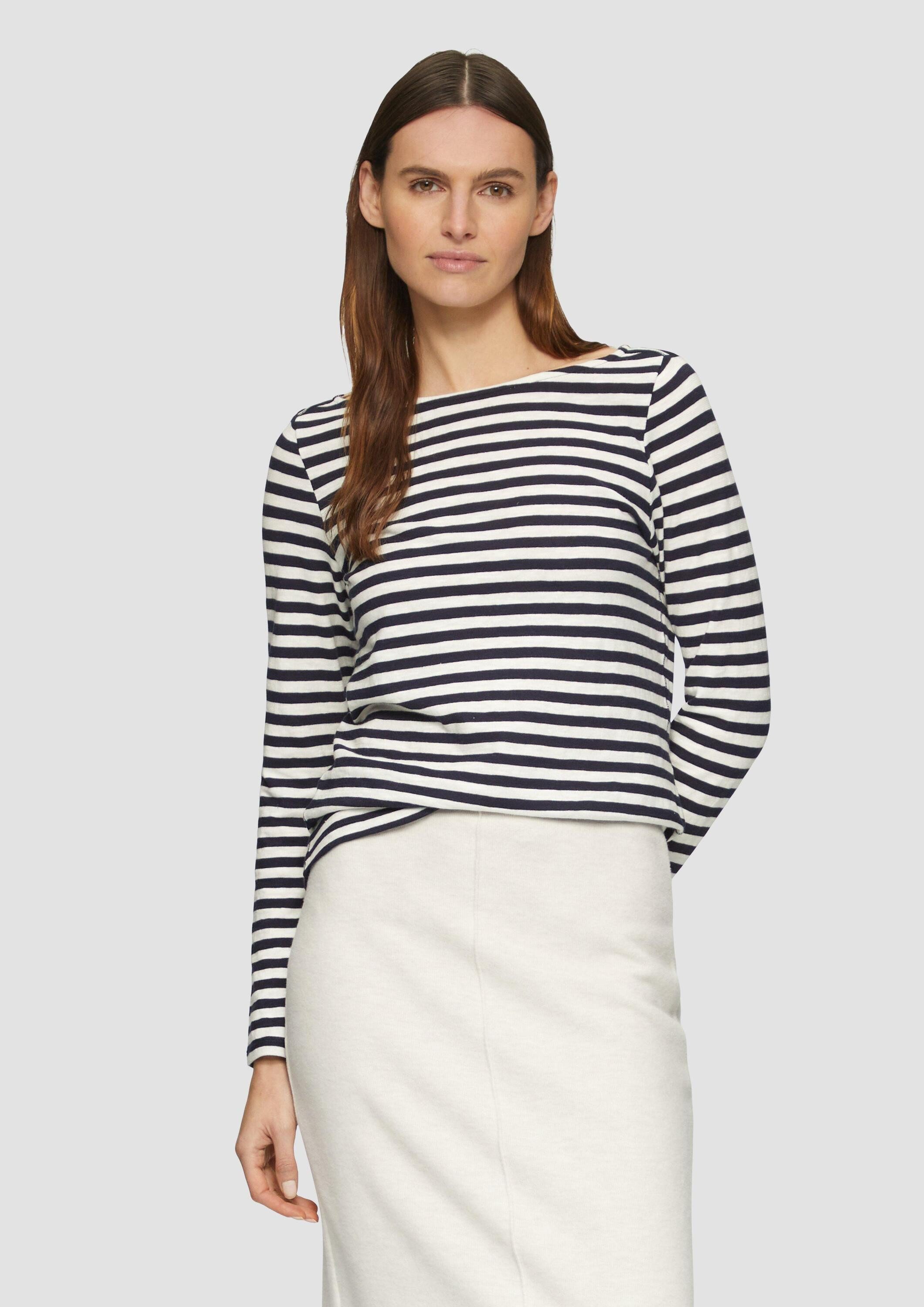 s.Oliver Langarmshirt T-Shirt SLAM Geringeltes Langarmshirt aus Flammgarn m günstig online kaufen