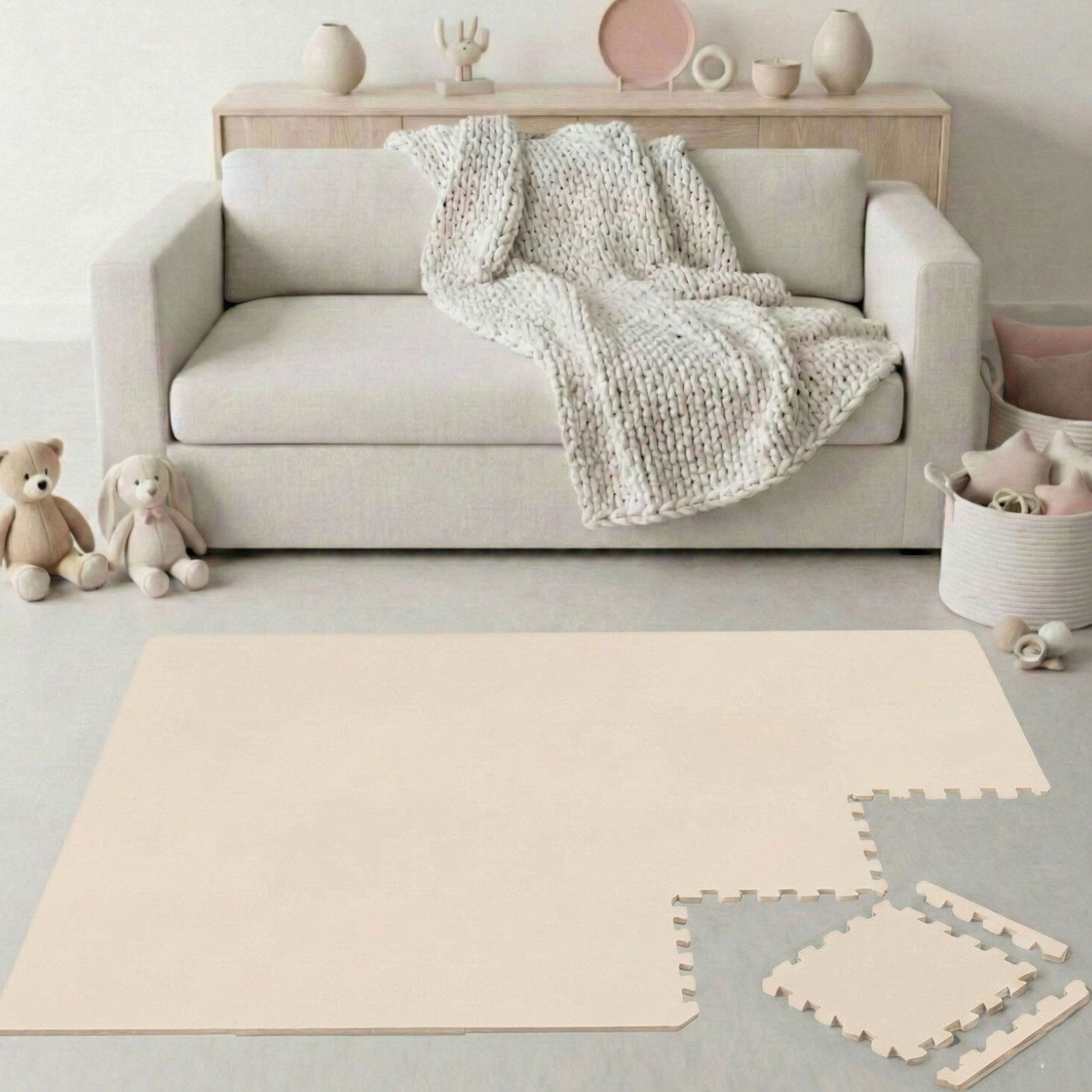 LittleTom Puzzlematte ab dem 1. Tag - 18 Teile Baby Spielmatte - 30 x 30 Kinder Krabbelmatte, Spielunterlage für Babys und Kleinkinder - Kinderzimmer Puzzleteppich