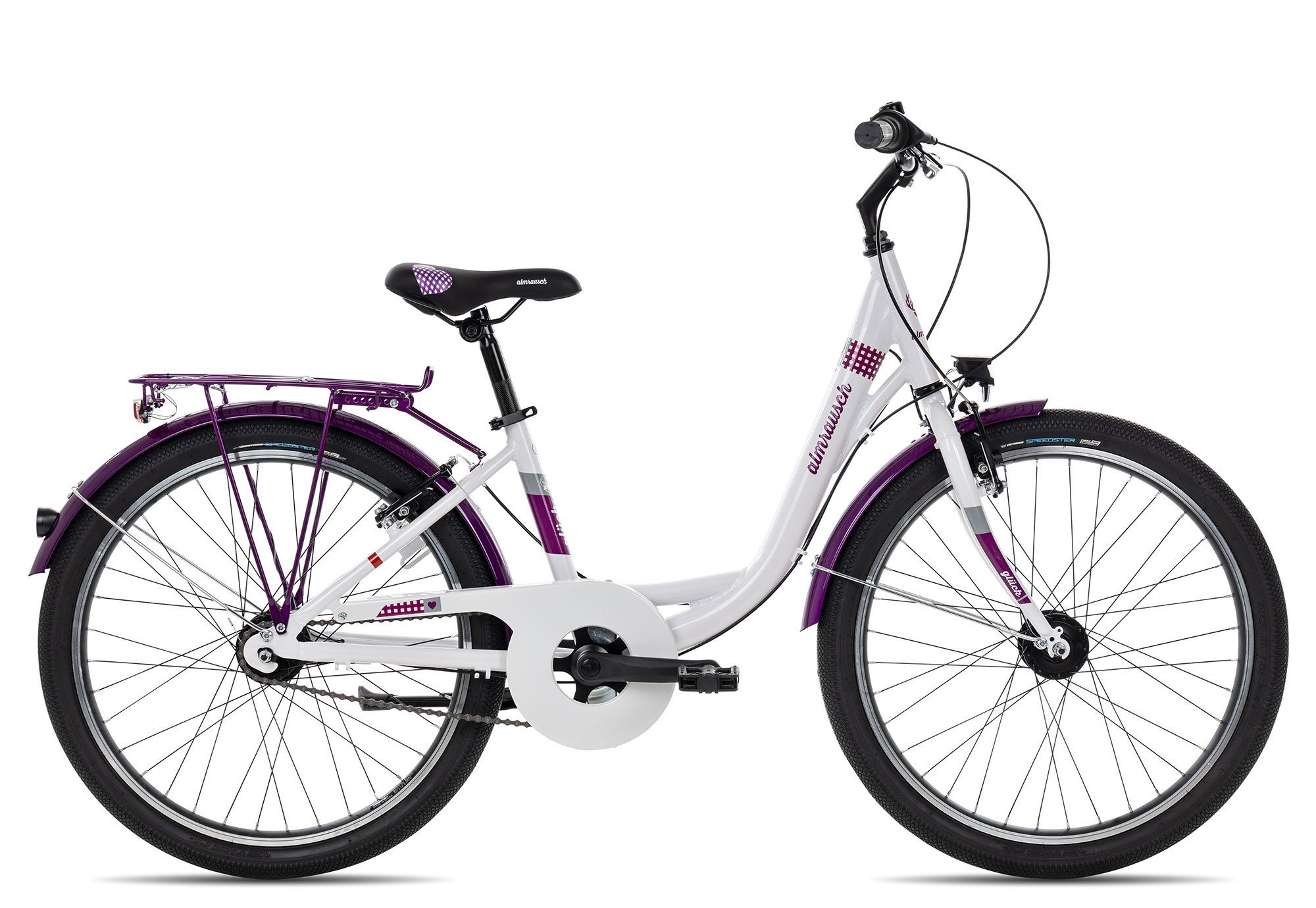 Almrausch Kinderfahrrad GLÜCK 7 24 Nexus 2023, 7 Gang Shimano Nexus 7 Rücktritt Schaltwerk, Nabenschaltung Rücktritt, Jugendfahrrad 24 Zoll weiß