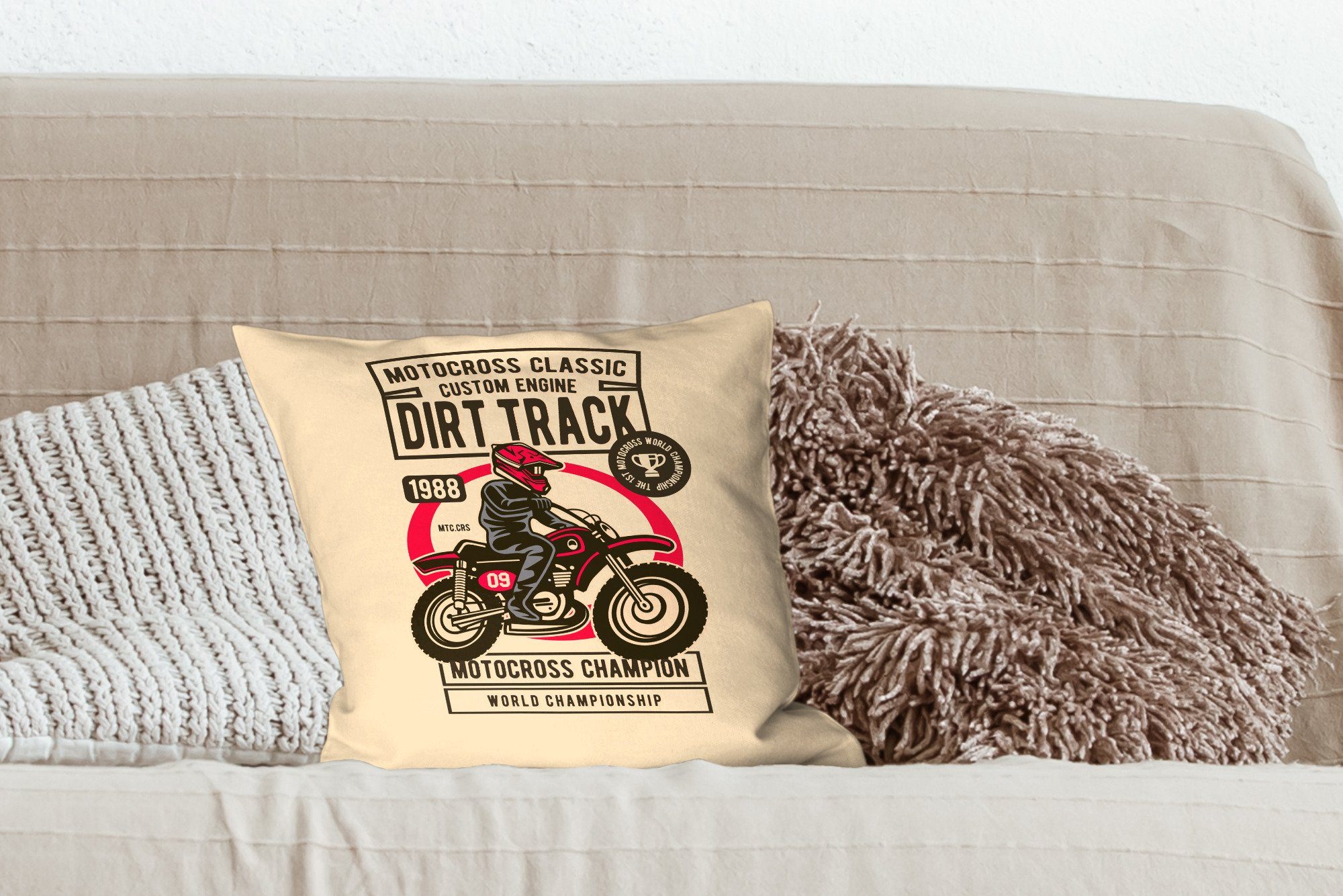 Schlafzimmer, Retro, Dekokissen Füllung Wohzimmer, Deko, für Zeichnung Sofakissen Zierkissen - - Motocross MuchoWow mit