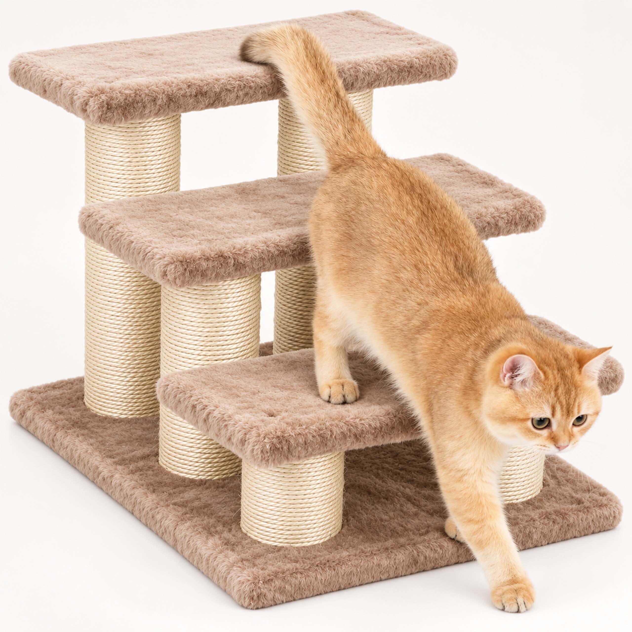 relaxdays Haustiertreppe Katzentreppe 3 Stufen mit Sisal (3-St)