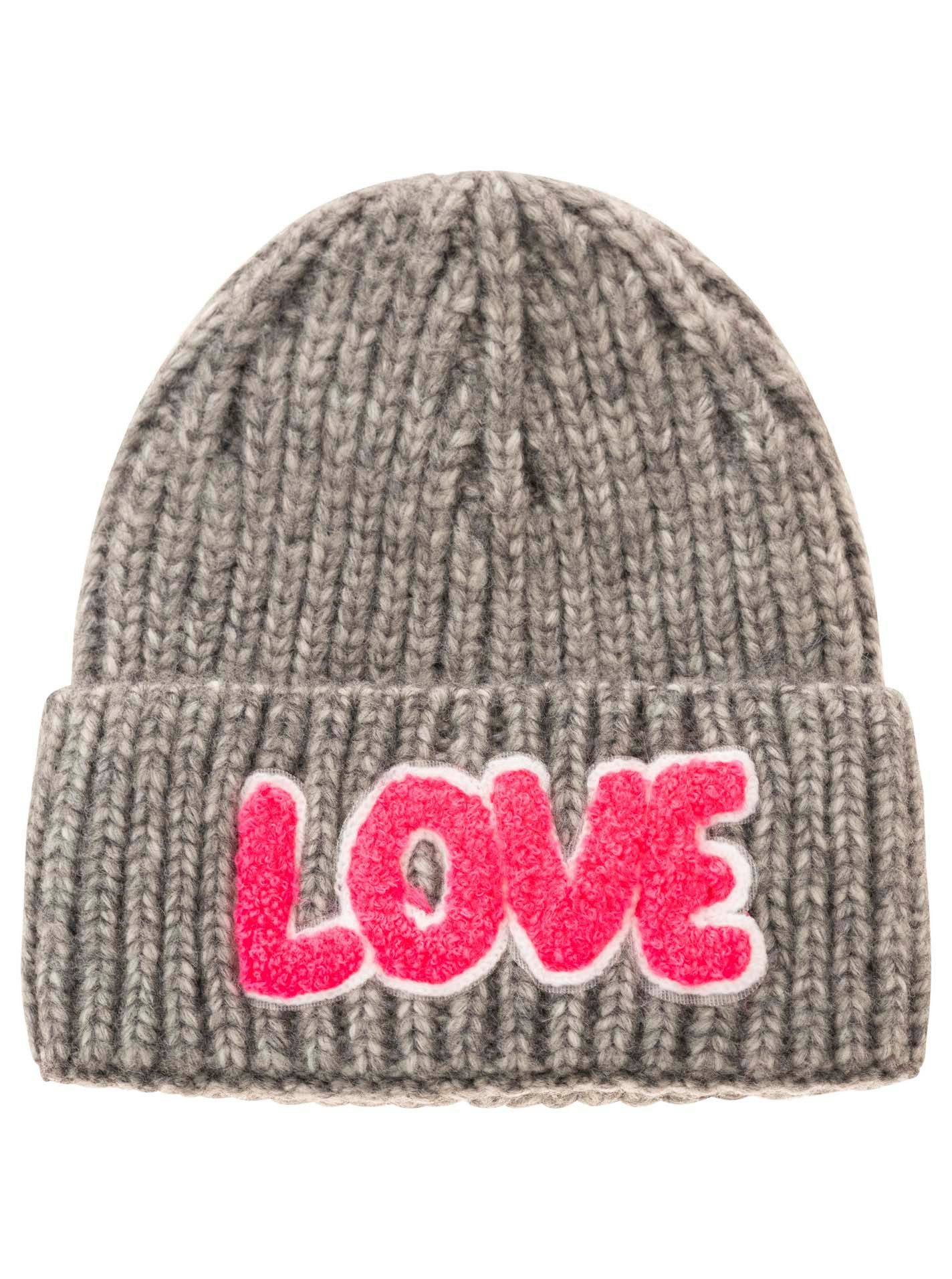 Zwillingsherz Beanie "Love Label" mit LOVE-Schriftzug und Wollanteil