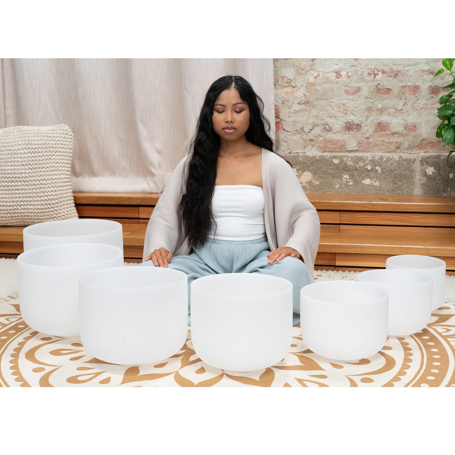 Meinl Sonic Energy Klangschalen Crystal Singing Bowl,Chakra Set, inkl Schlägel