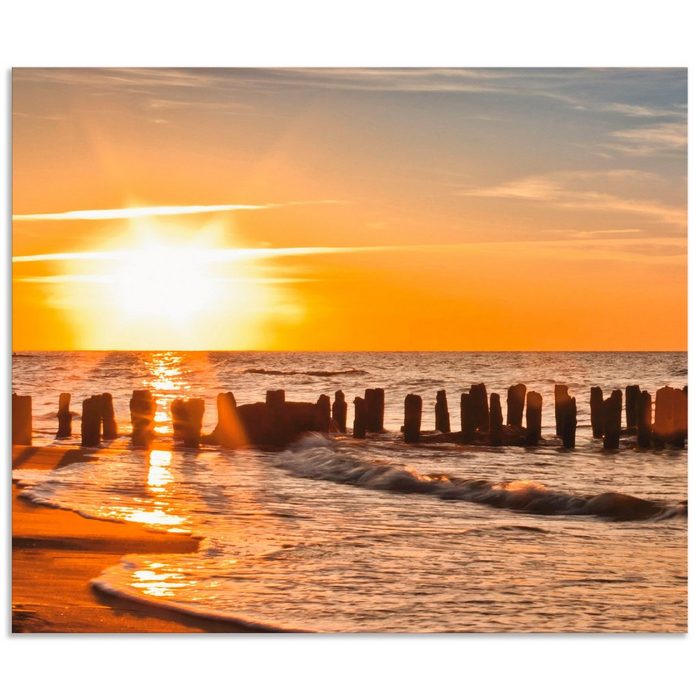 Artland Küchenrückwand Schöner Sonnenuntergang am Strand (1-tlg) Alu Spritzschutz mit Klebeband einfache Montage