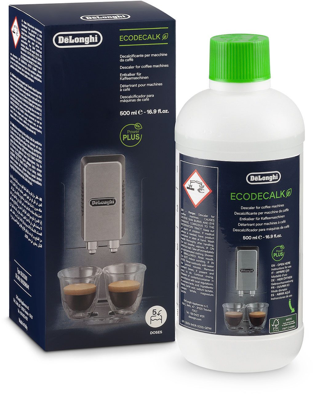 De'Longhi DLSC500 EcoDecalk Entkalker (Kalklöser für Kaffeevollautomat und Espressomaschine)