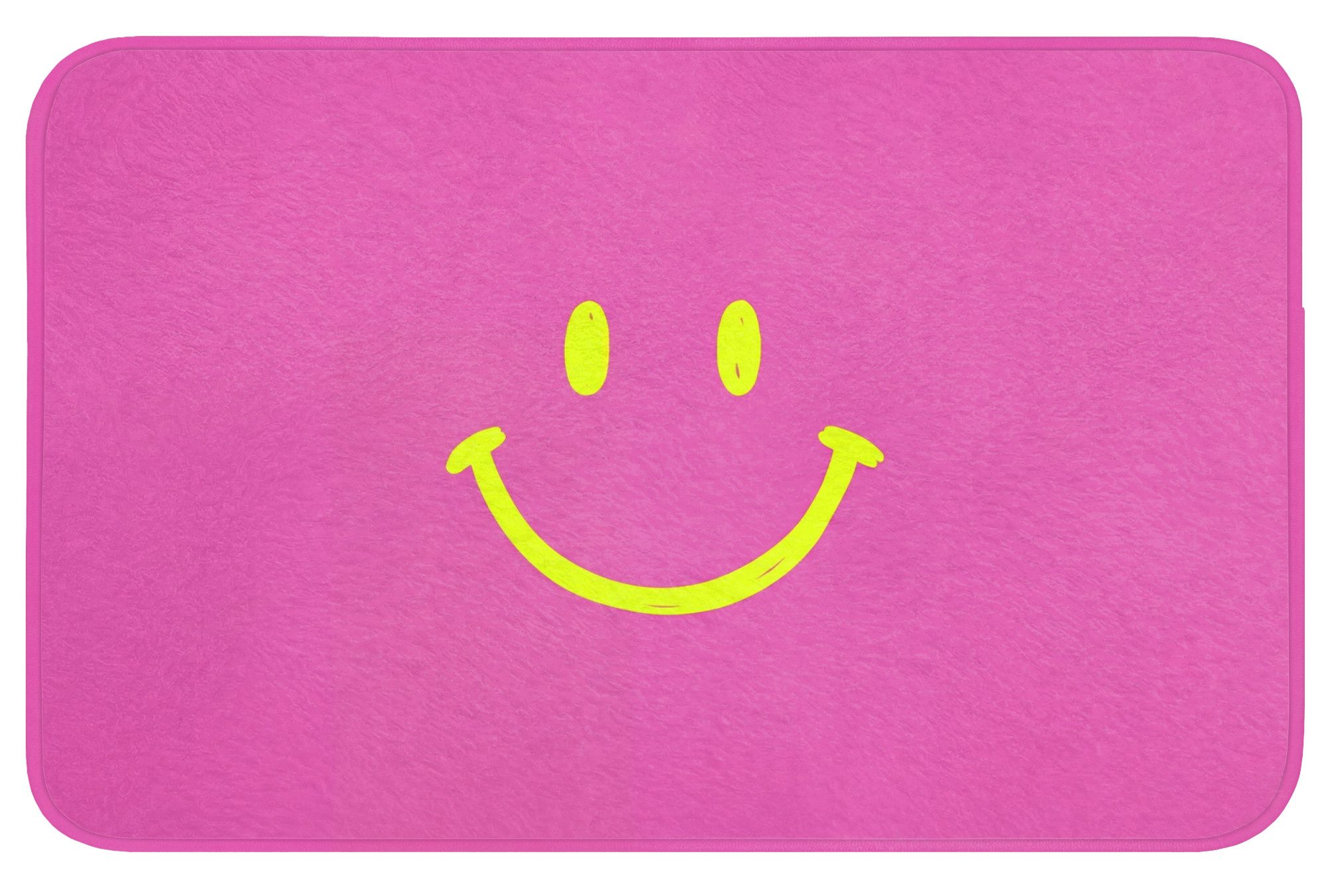 OnlyWow Badematte Smiley - Fröhlich - Rosa, Höhe 10 mm, Polyester, Rechteckig, Badezimmerteppich, Badteppich, Rutschfest, Duschvorleger, Duschmatte