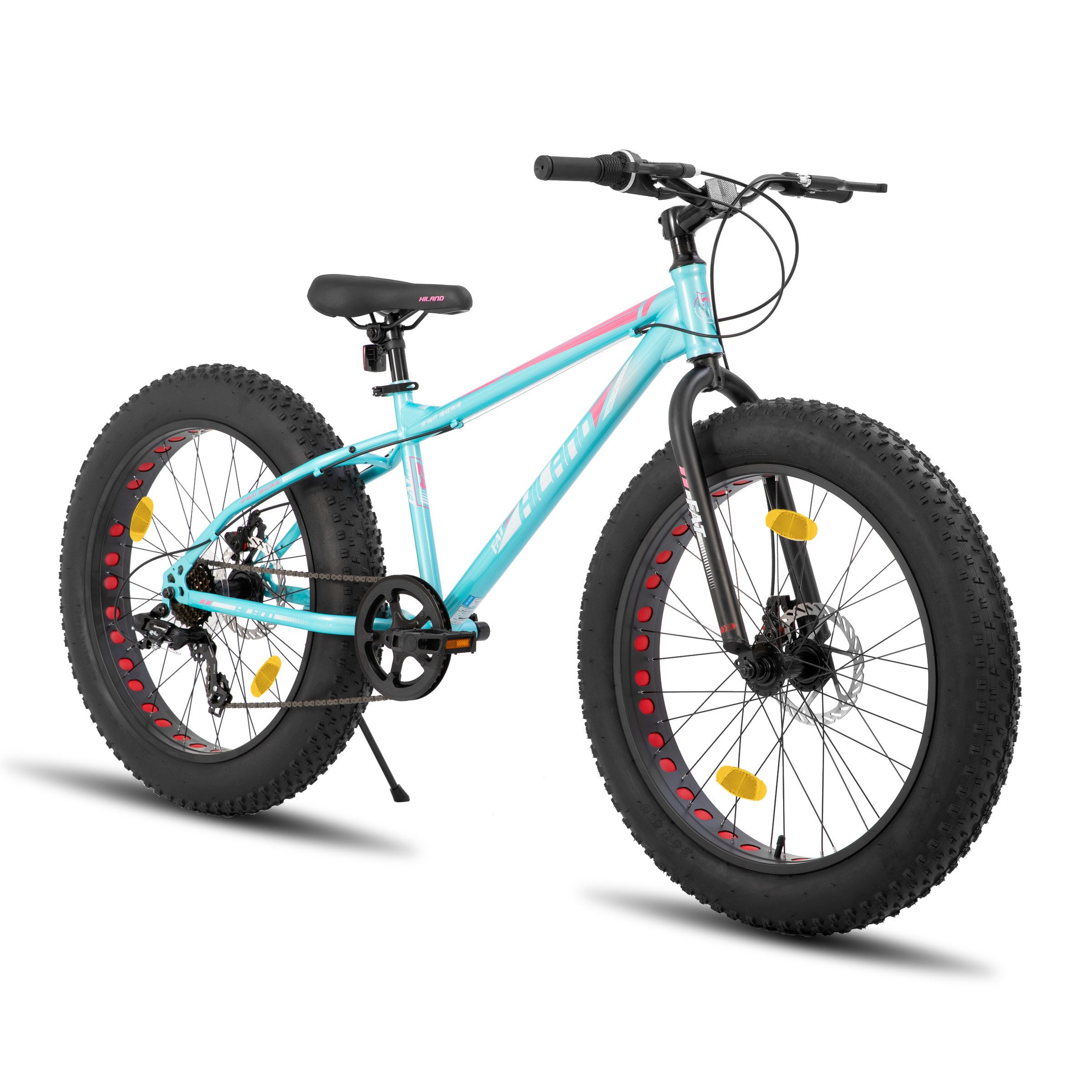 HILAND Fatbike 20 24 26 Zoll Kinder Fat Tire Fahrrad für Jungen Mädchen, Kinderfahrrad 7-Gang, Doppel scheibenbremse Kinder Mountainbike