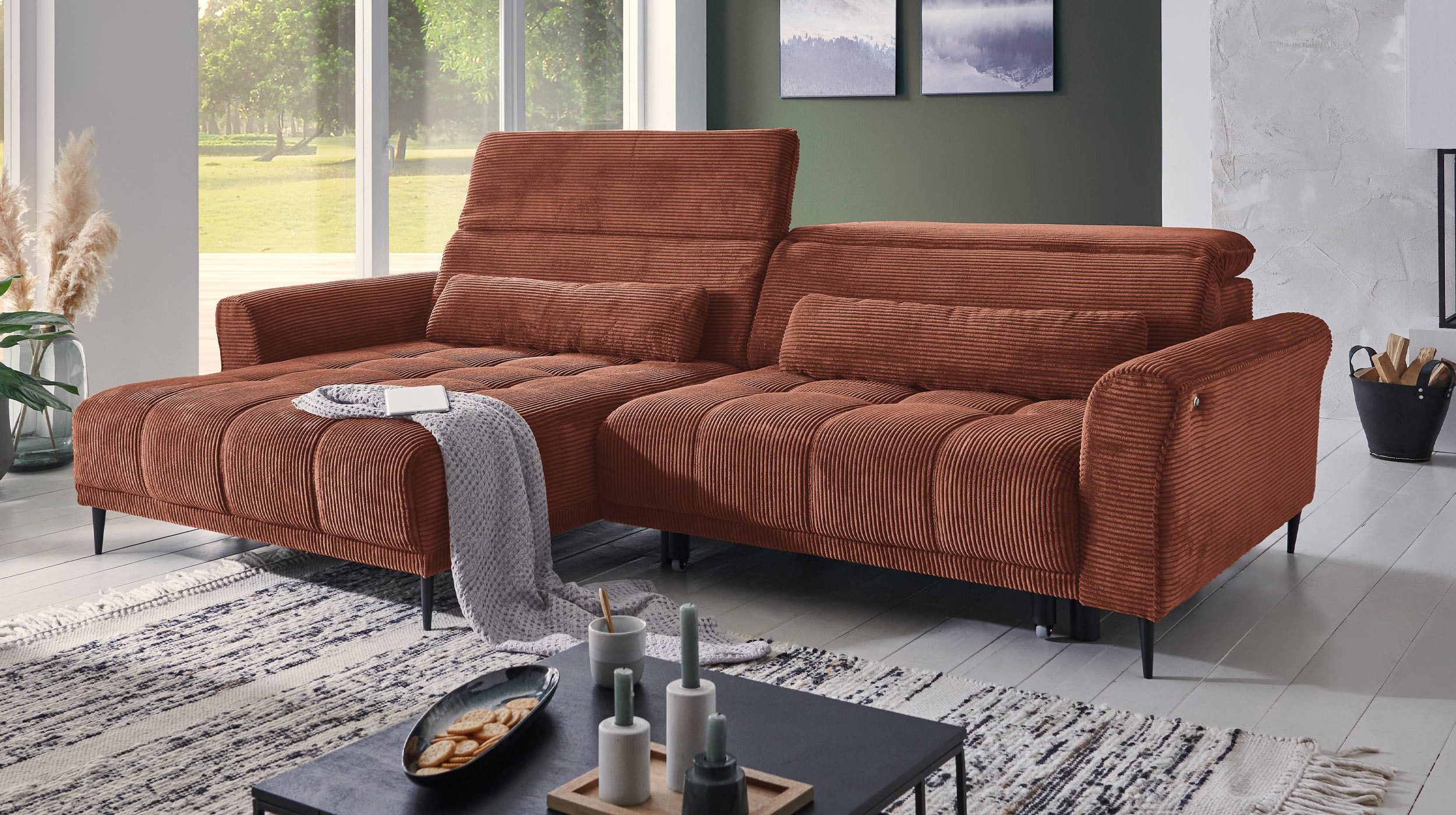 Massivart® Ecksofa LOGAN Cord grau, beige, günstig online kaufen