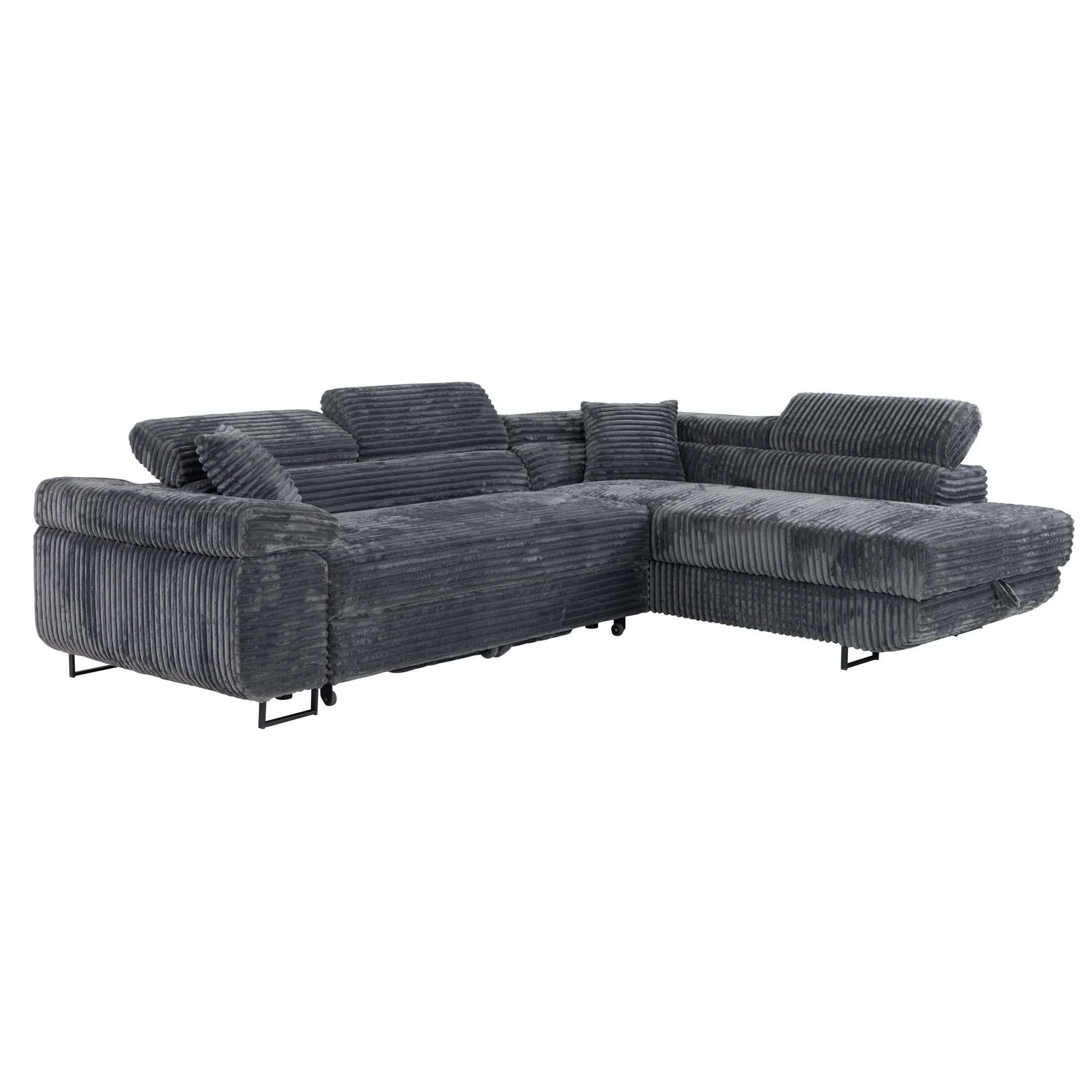 M-Punkt24 Ecksofa MIAMI TILIA, Cordstoff Grau Anthrazit, Ottomane rechts od günstig online kaufen
