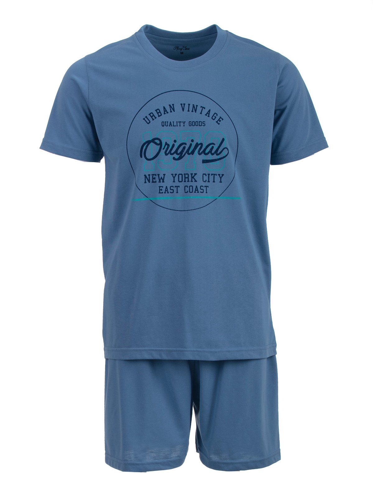 Henry Terre Schlafanzug Pyjama Set Shorty - Vintage blau