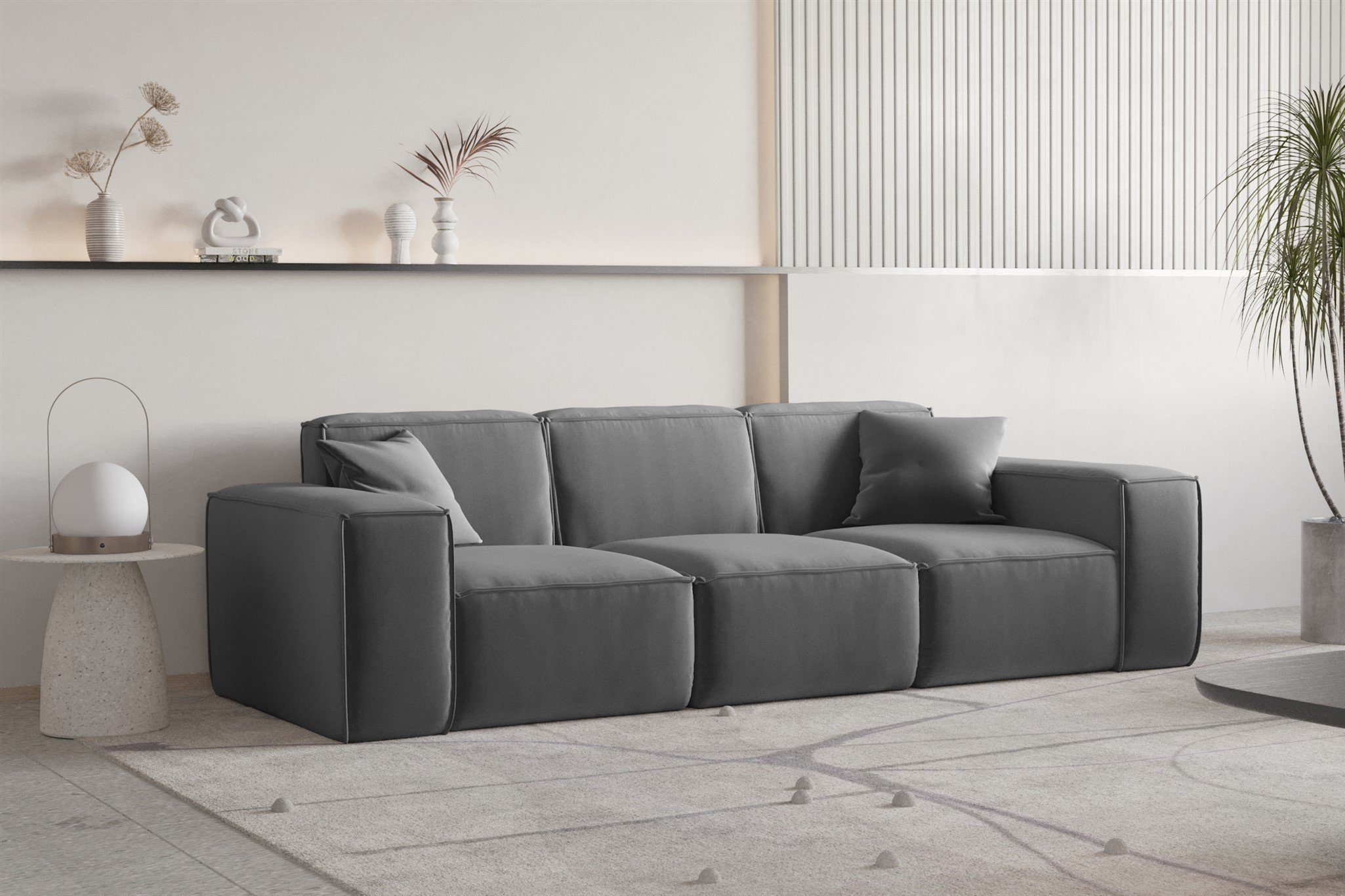 PREMIUM Sofa Möbel Fun Sofa 3-Sitzer Zierkissen CELES Stoff, Inkl. Designersofa 2 in