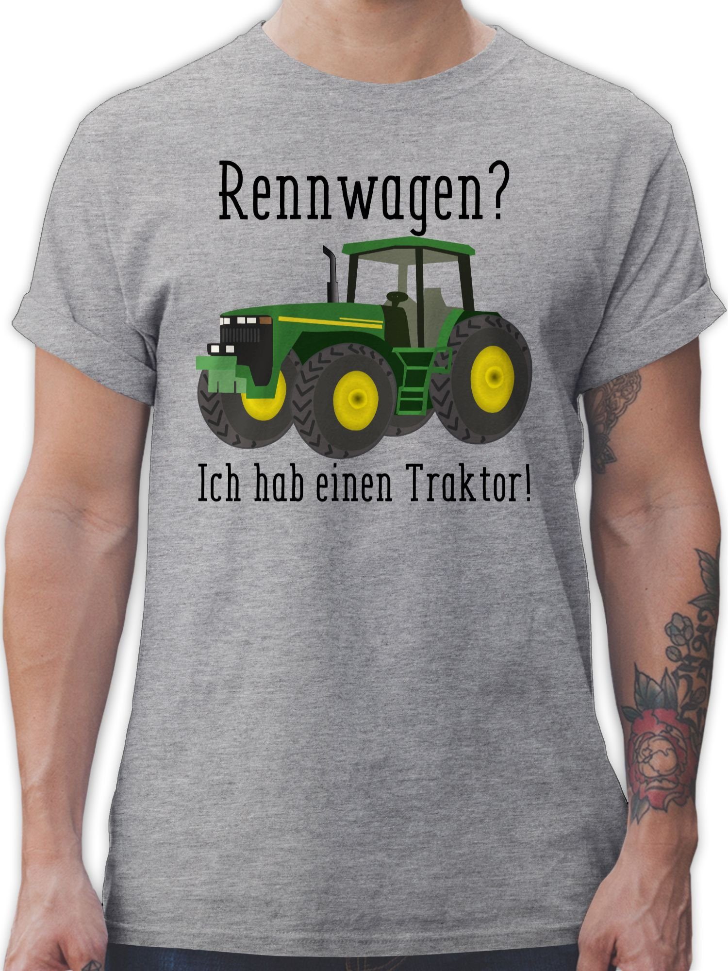 Shirtracer T-Shirt Rennwagen Ich habe einen Traktor - Geschenk Landwirt Trecker Bauer Ges Traktor 1 Grau meliert