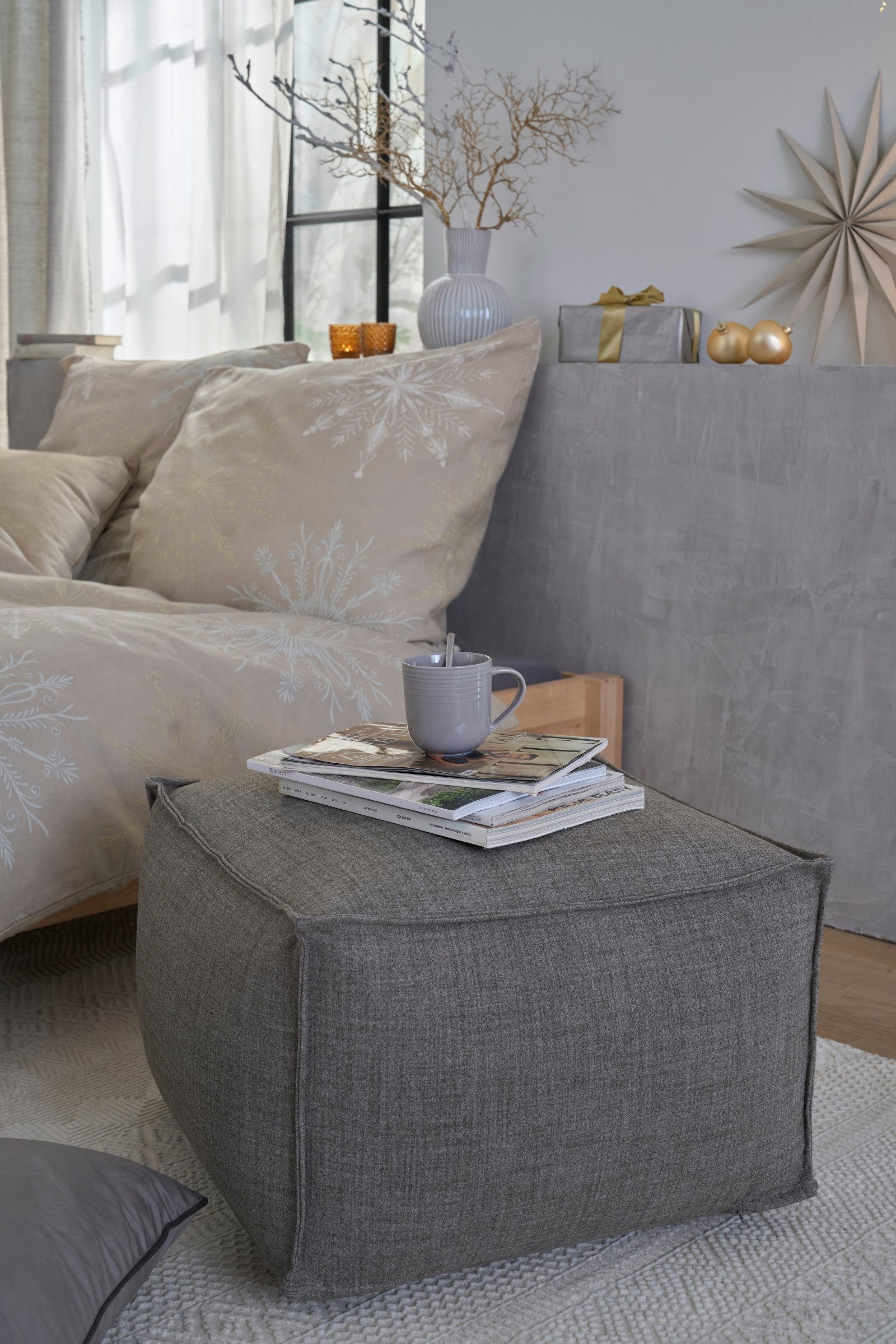 H.O.C.K. Стільці H.O.C.K. Livigno Bean Cube Pouf 55x55x35cm, Табурети, Високі табурети & Стільці, Schminktischhocker, Wohnzimmer Табурети