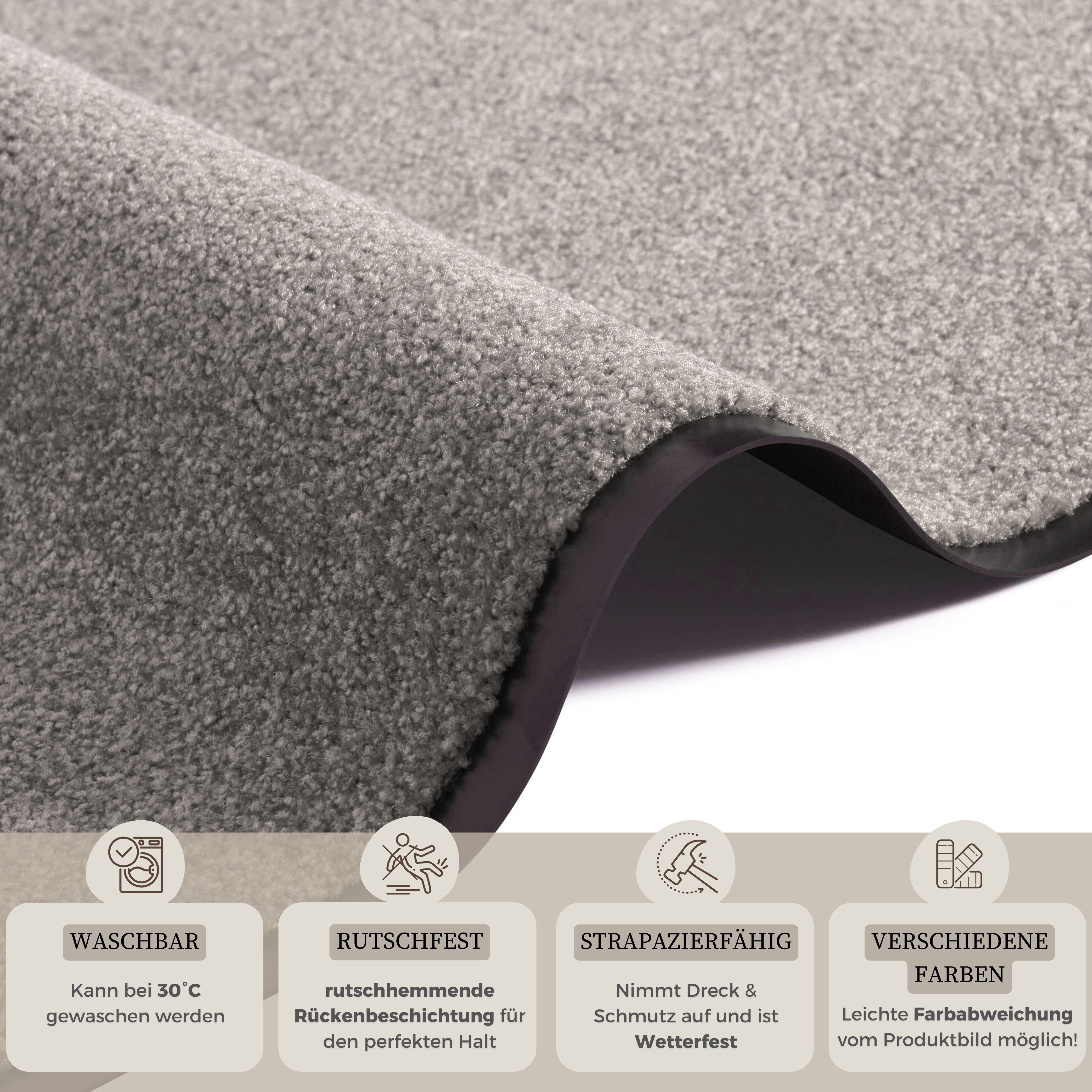 HANSE Home Fußmatte Wash & Clean, rechteckig, Höhe: 7 mm, Schmutzfangmatte, Türmatte, In- und Outdoor, Teppich, Läufer, waschbar