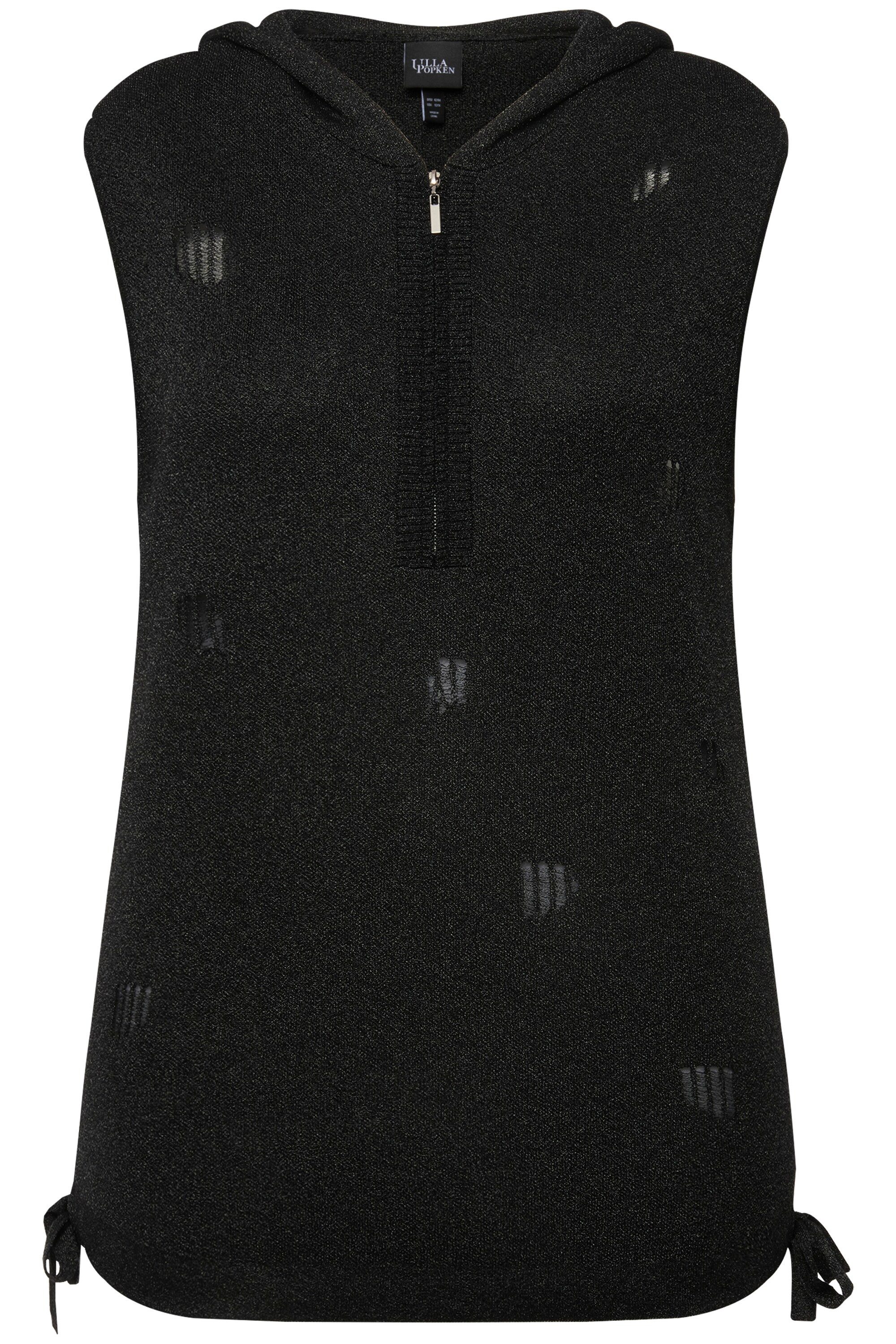 Ulla Popken Pullunder Pullunder Kapuze Destroy-Effekt ärmellos günstig online kaufen