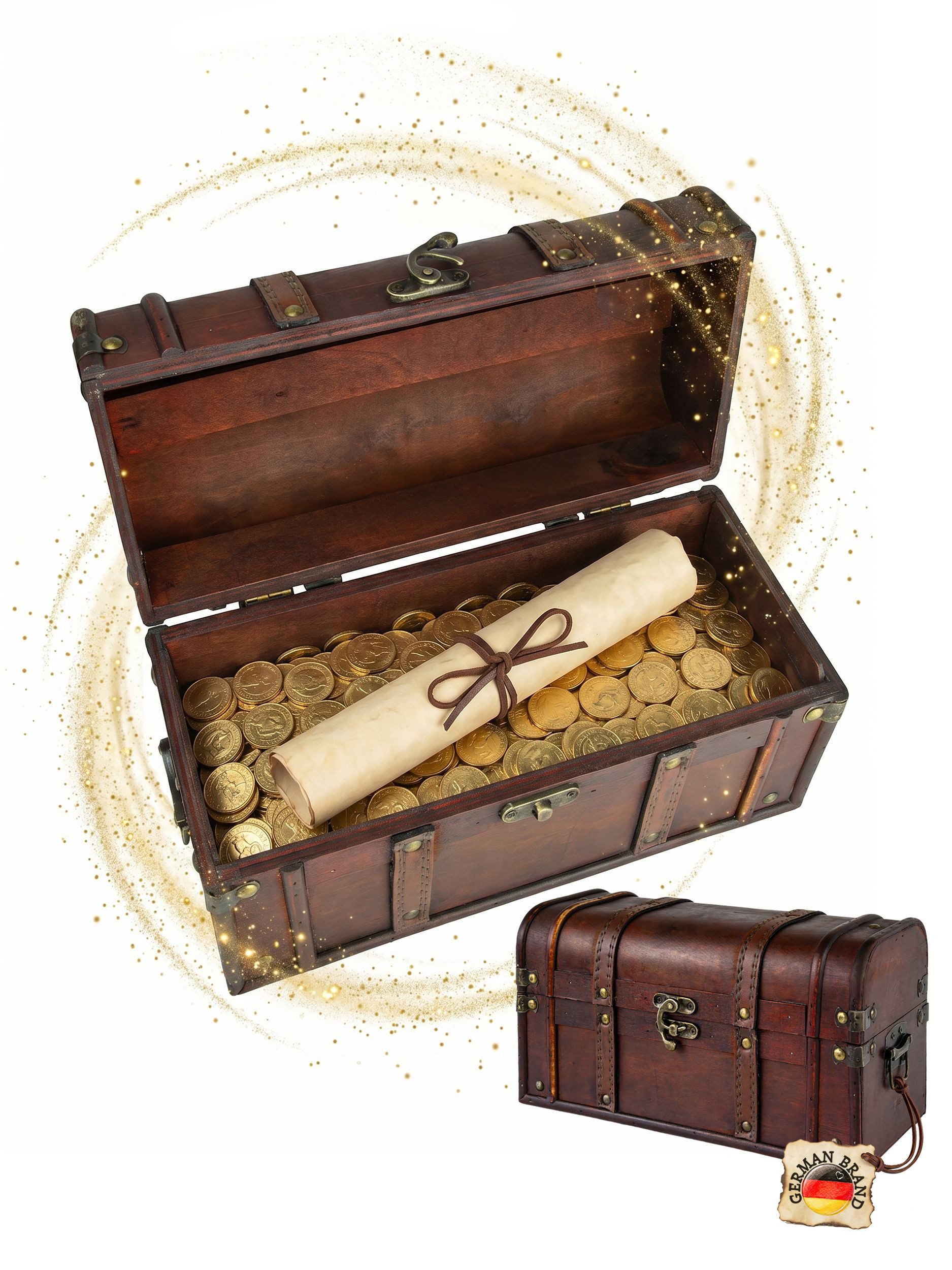 Kingpower Schatzkiste Schatztruhe aus Holz mit Schloss Schatzkiste Holztruhe 30x14x16 cm
