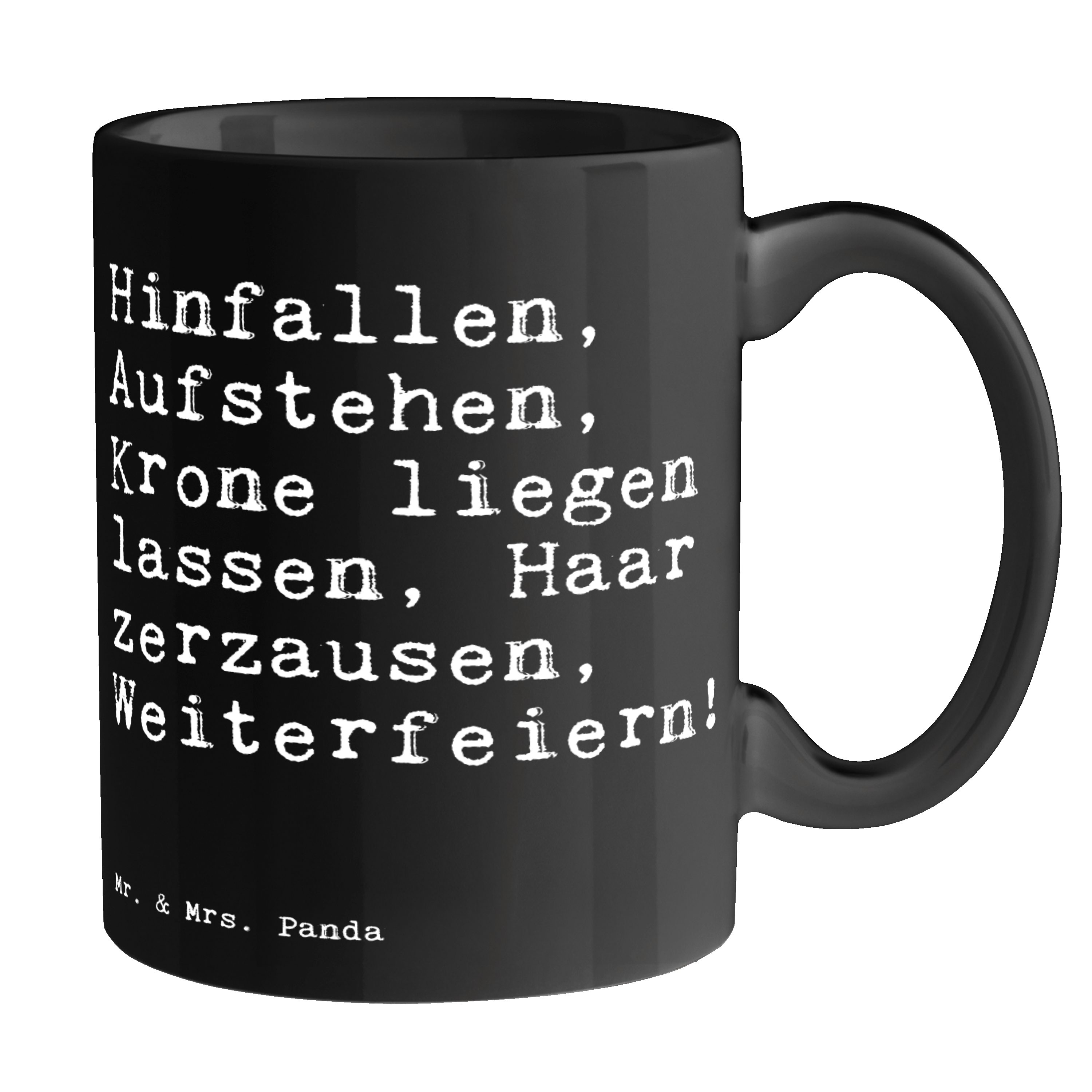 Mr. & Mrs. Panda Tasse »Hinfallen, Aufstehen, Krone liegen... Schwarz