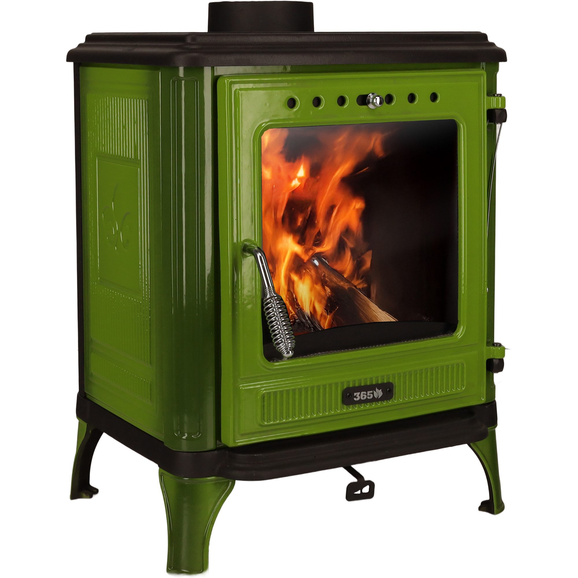 365 Kaminofen 365® Ferrox 55 grün emailliert 7 kW Gusseisen A+, 7 kW
