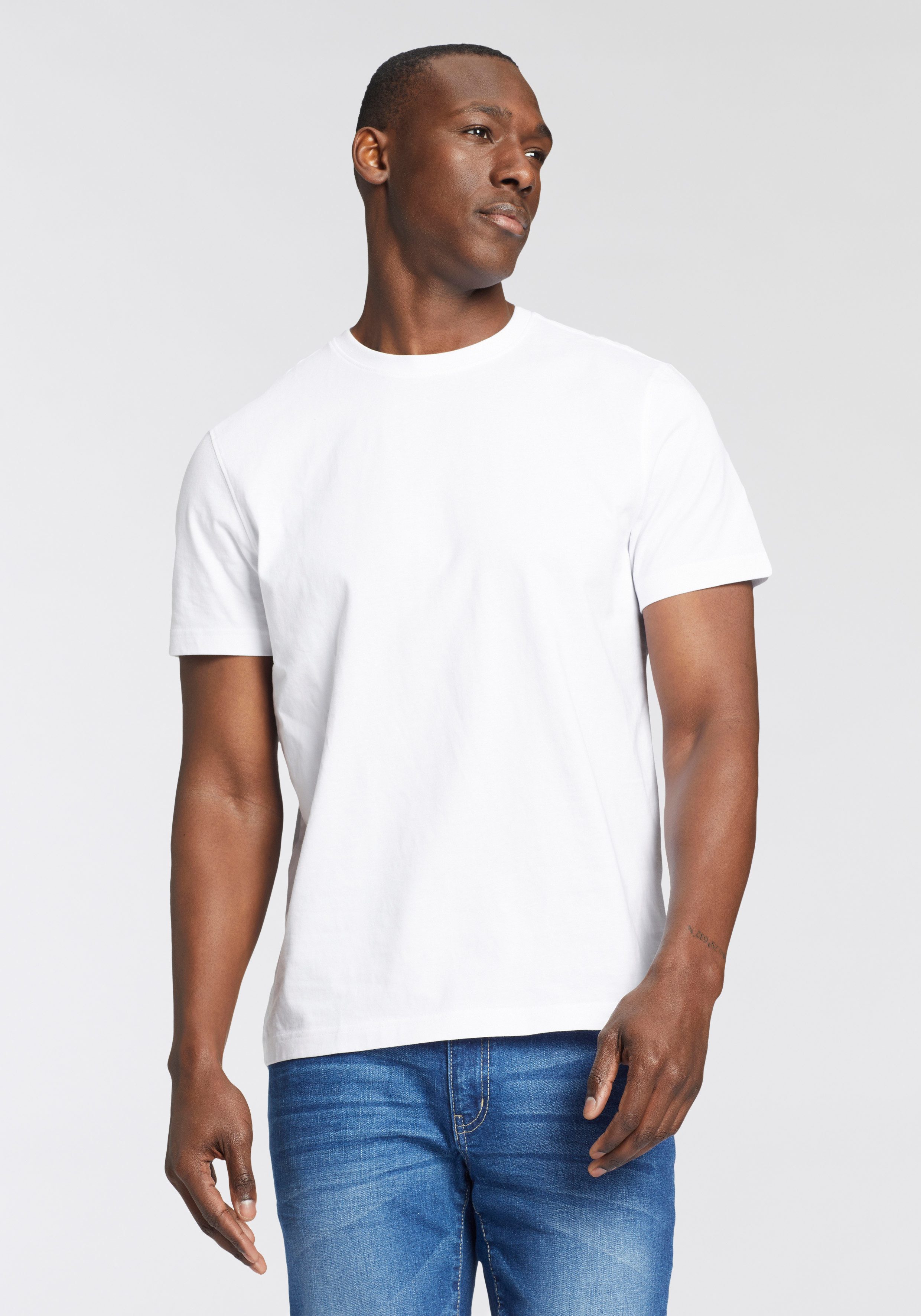 Man's World Rundhalsshirt (Packung, 6-tlg., 6-er Pack) Kurzarm, unifarben, günstig online kaufen