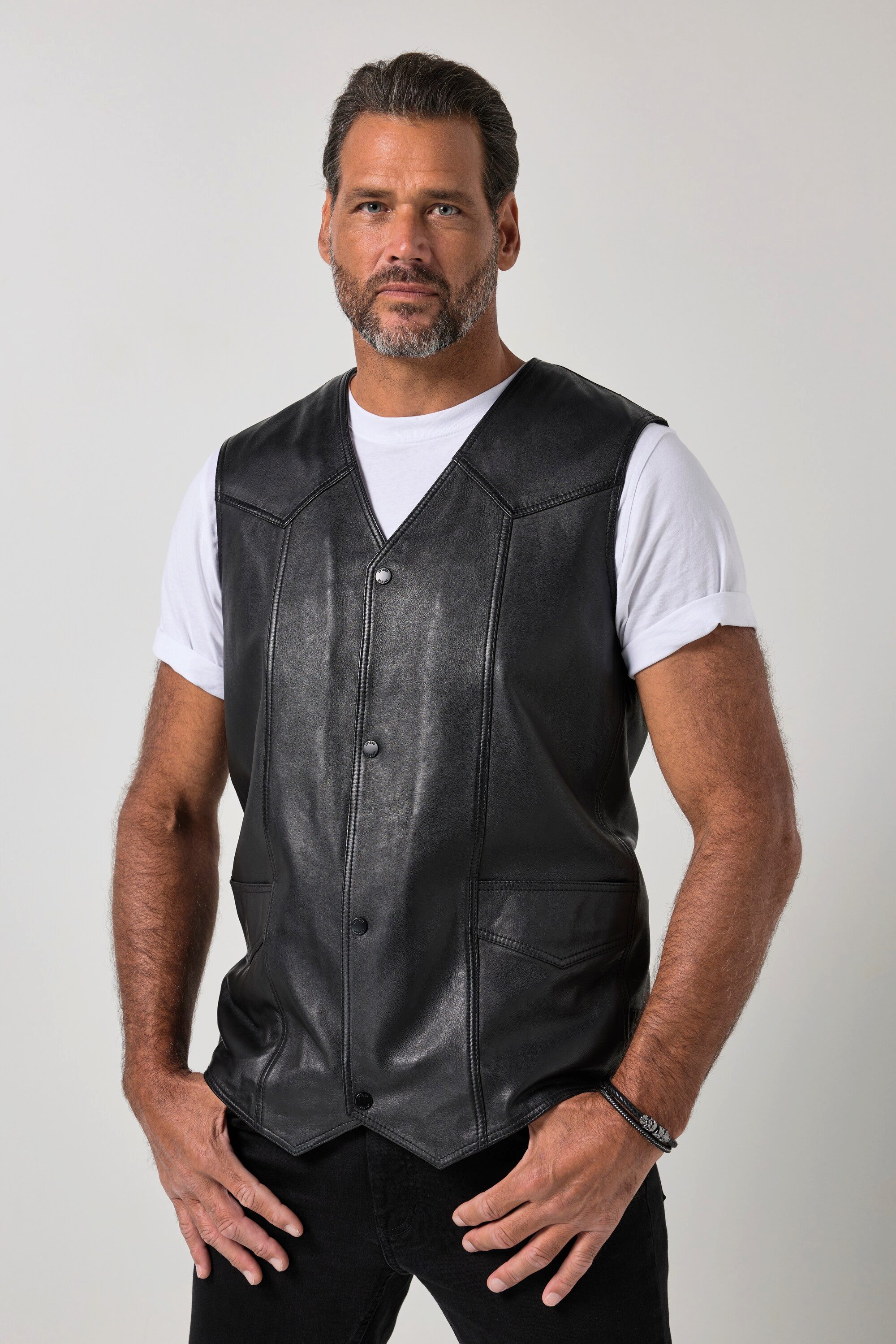 Steppweste Leder-Weste Leder Lammnappa 2 Taschen bis 7 XL