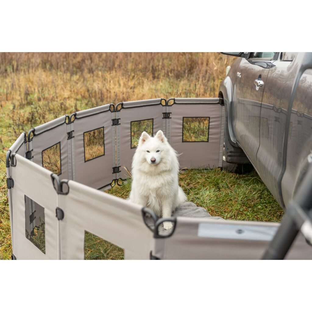 TRIXIE Absperrgitter Campingzaun für Hunde mit Reißverschluss-Öffnung, flexibel erweiterbar