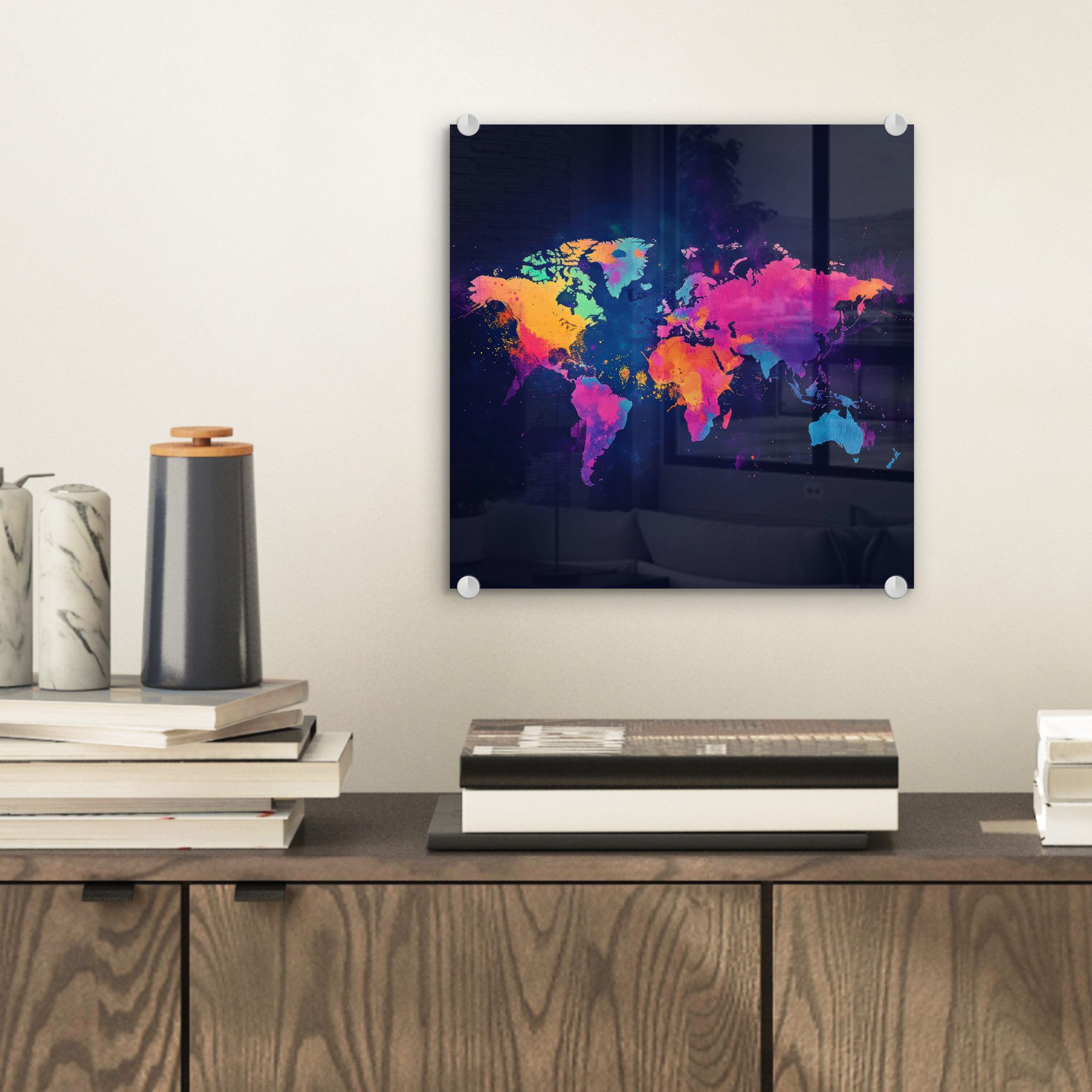 MuchoWow Acrylglasbild Weltkarte - Bunt - günstig online kaufen