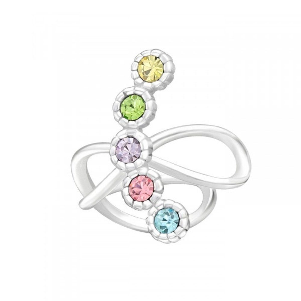 ALEXANDER YORK Ohrklemme EAR CUFF KRISTALL regenbogenfarben, 925 Sterling Silber