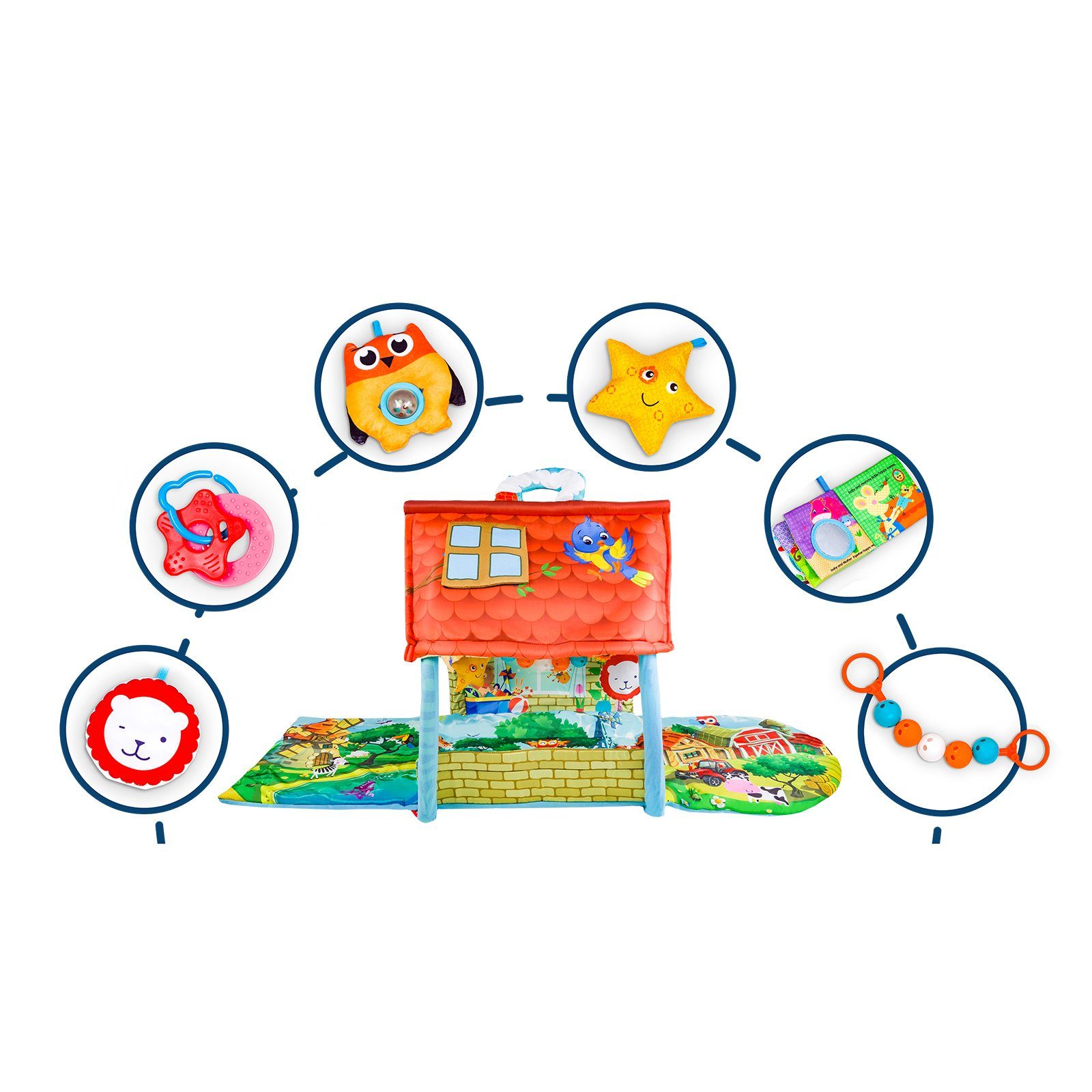 lionelo Spielmatte Agnes (Bausatz), Rasselkette  Spielzeug Waschbar  2in1