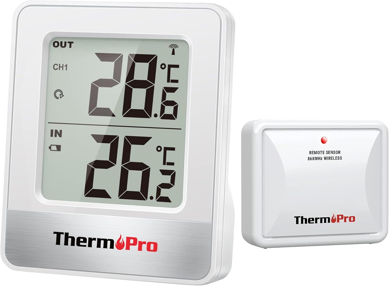 ThermoPro Raumthermometer TP200C, Funk, Innen- und Außentemperatur, drei Sensorkanäle