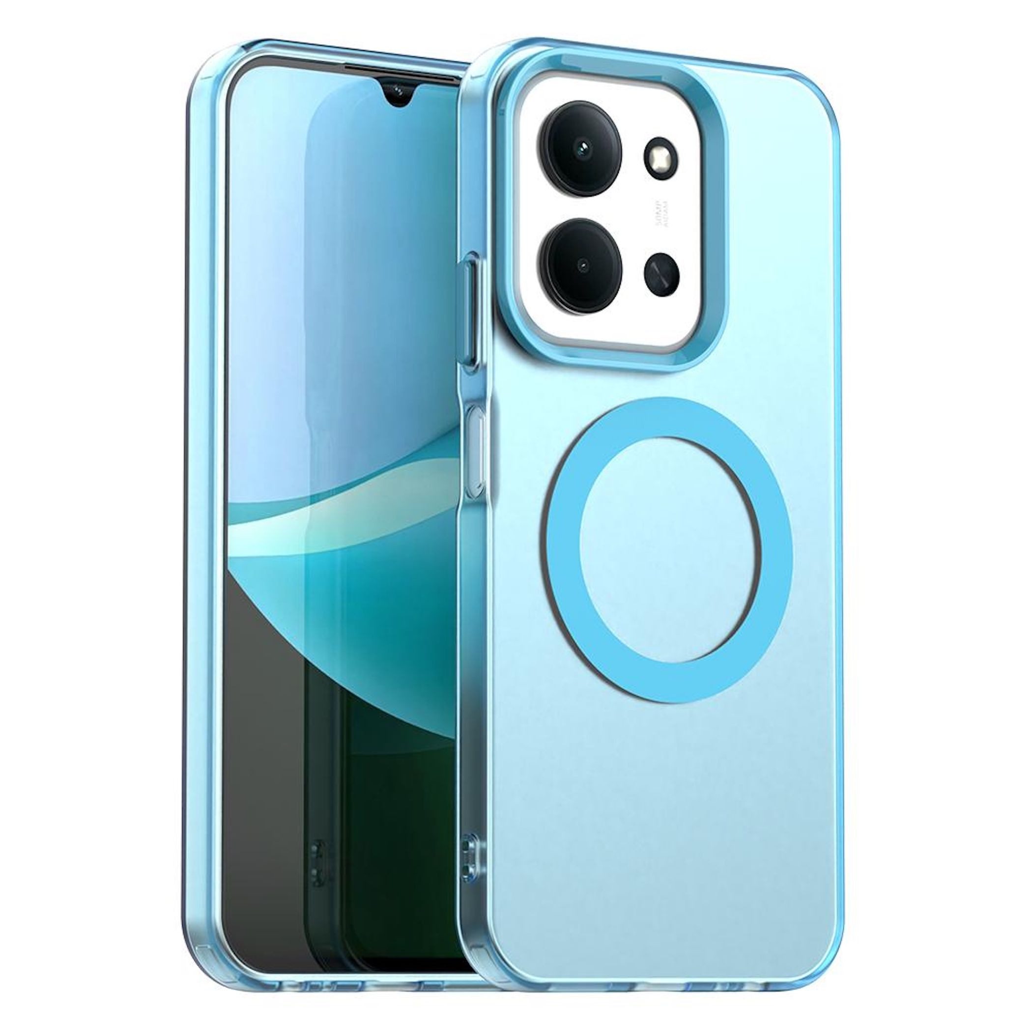 Wigento Handyhülle Für Xiaomi Redmi 15C 5G / 4G Candy Design Magsafe Hybrid Hülle Blau, Magsafe Funktion, Stoßschutz, präzise Aussparungen