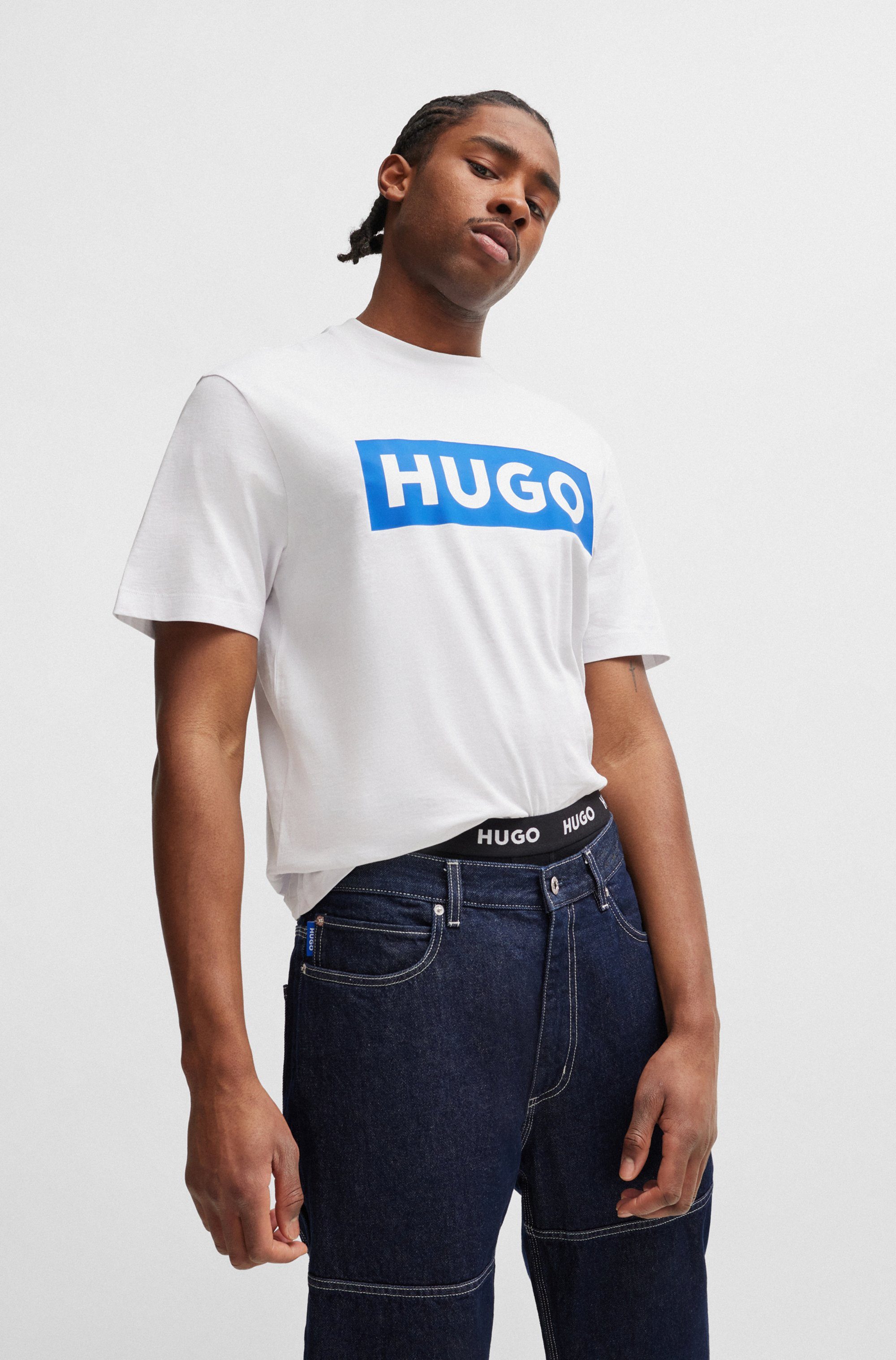 HUGO T-Shirt Nico mit großem Logo-Print, Unisex