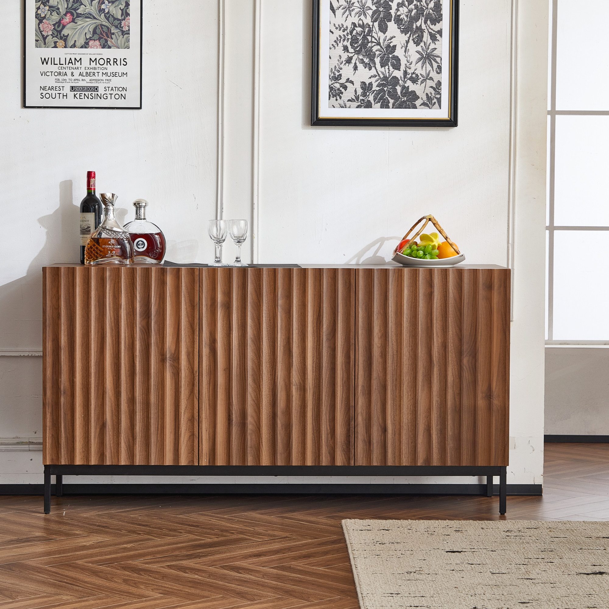 Flieks Sideboard mit 3 Türen Eichefarbe günstig online kaufen