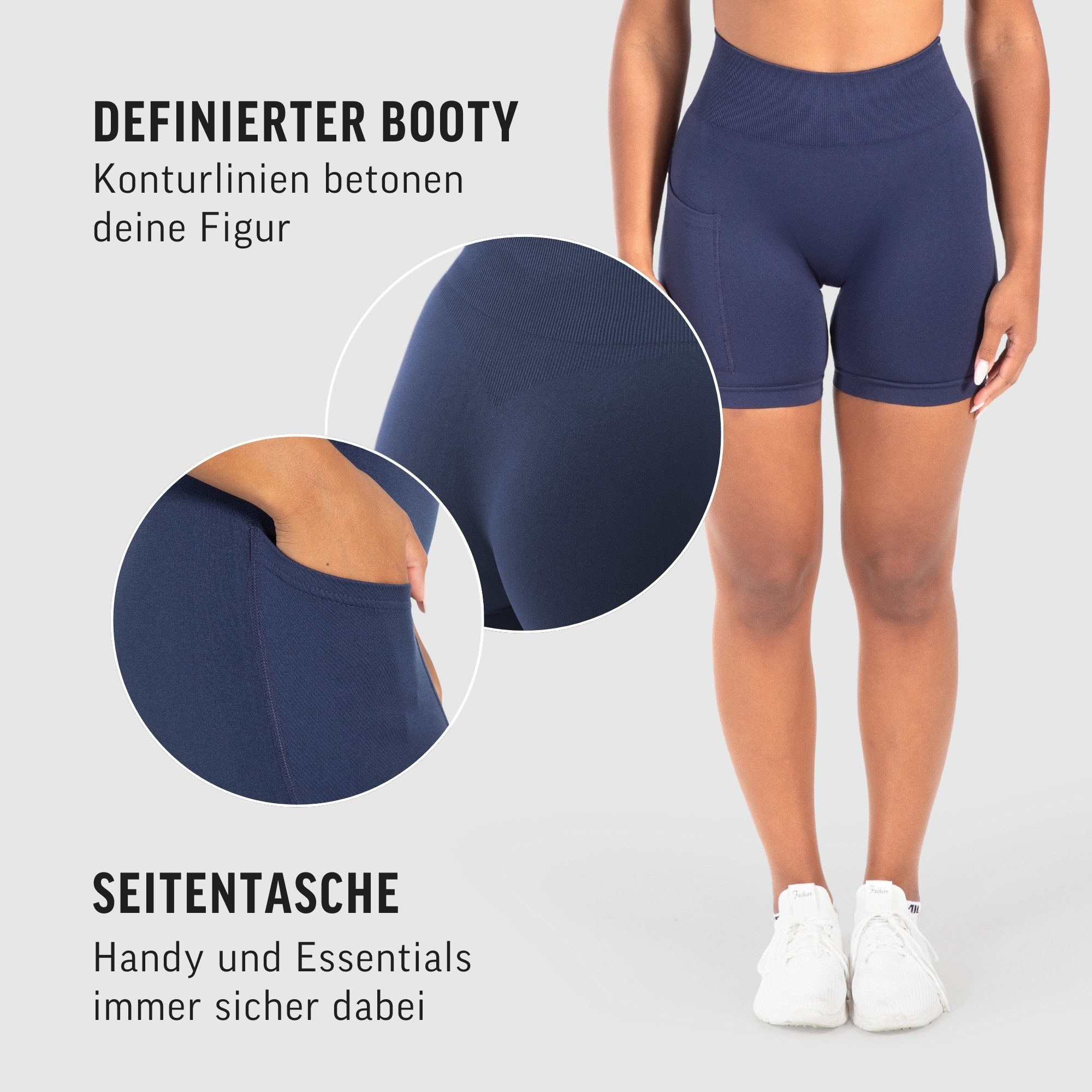 Smilodox Shorts Temmy, Kurze Sport Hose mit Pocket und Kontur, breiter Bund optimaler Halt, elastisch, figurbetonend, Gym Jogging Alltag
