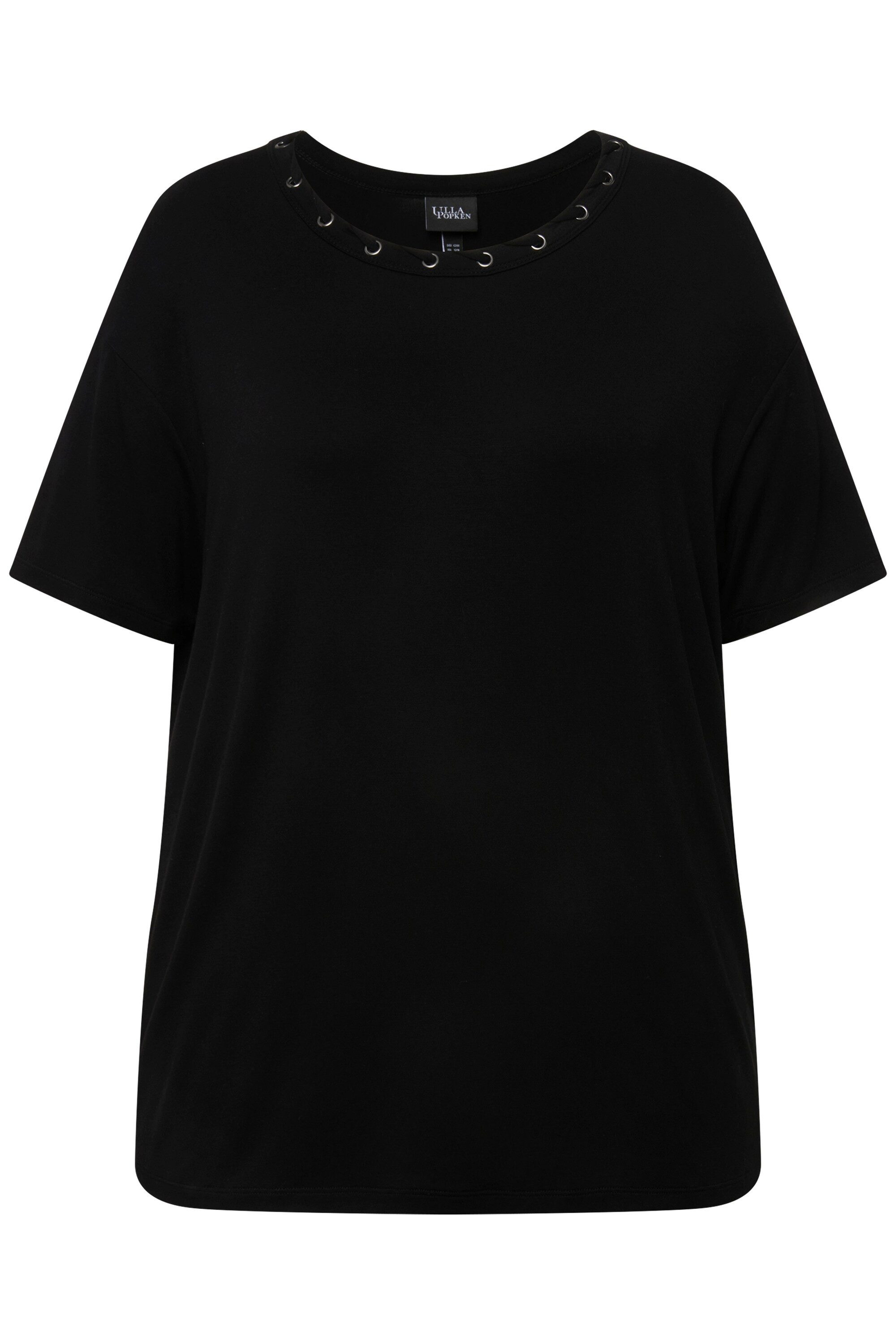 Ulla Popken T-Shirt T-Shirt Ösen Zierband günstig online kaufen