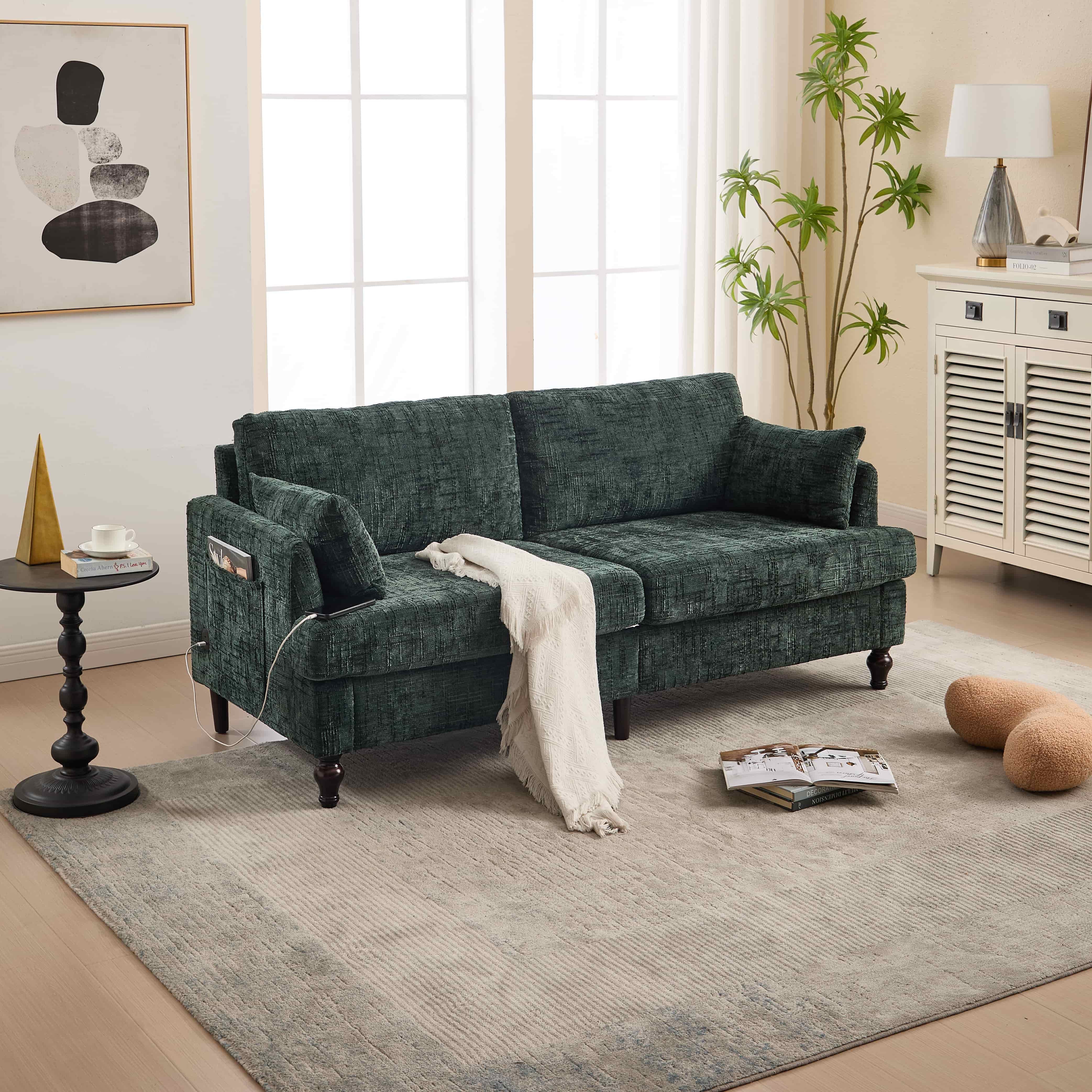 ANYSUN Sofa Schlafsofa, 2-sitziges Chenille-Sofa, Set